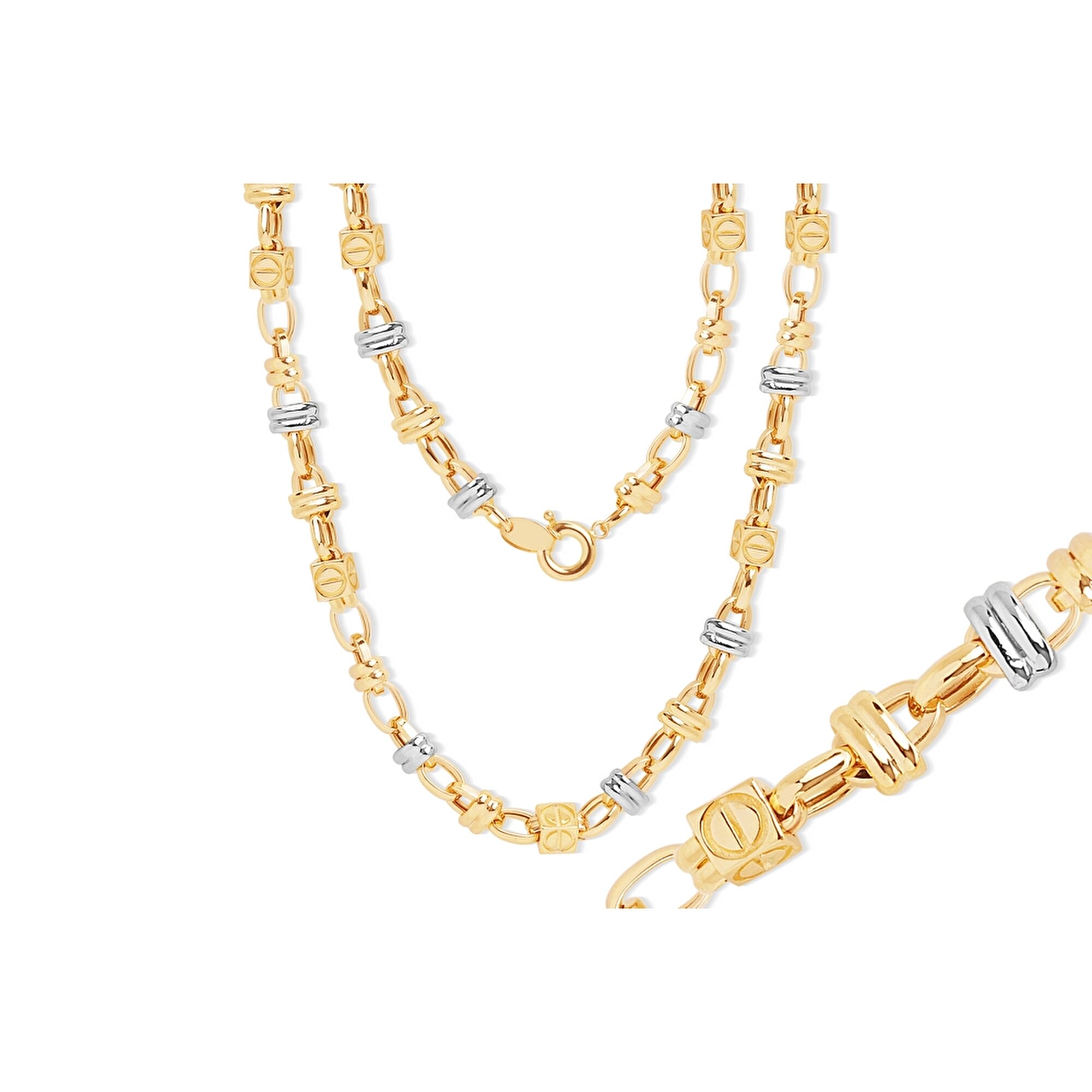 14 Ayar Sarı-Beyaz Altın Erkek Zincir