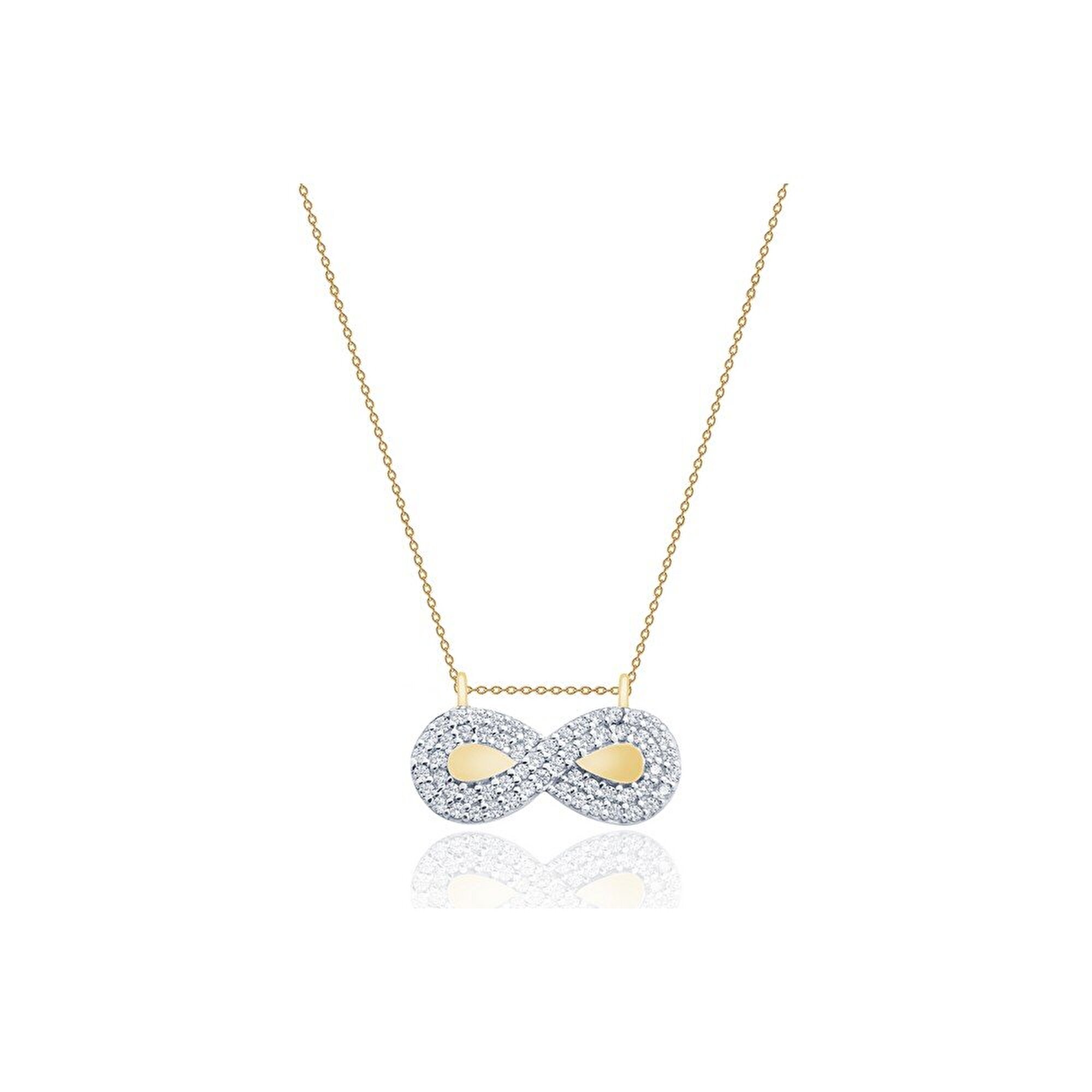 14 Ayar Sarı-Beyaz Altın Sonsuzluk Kolye