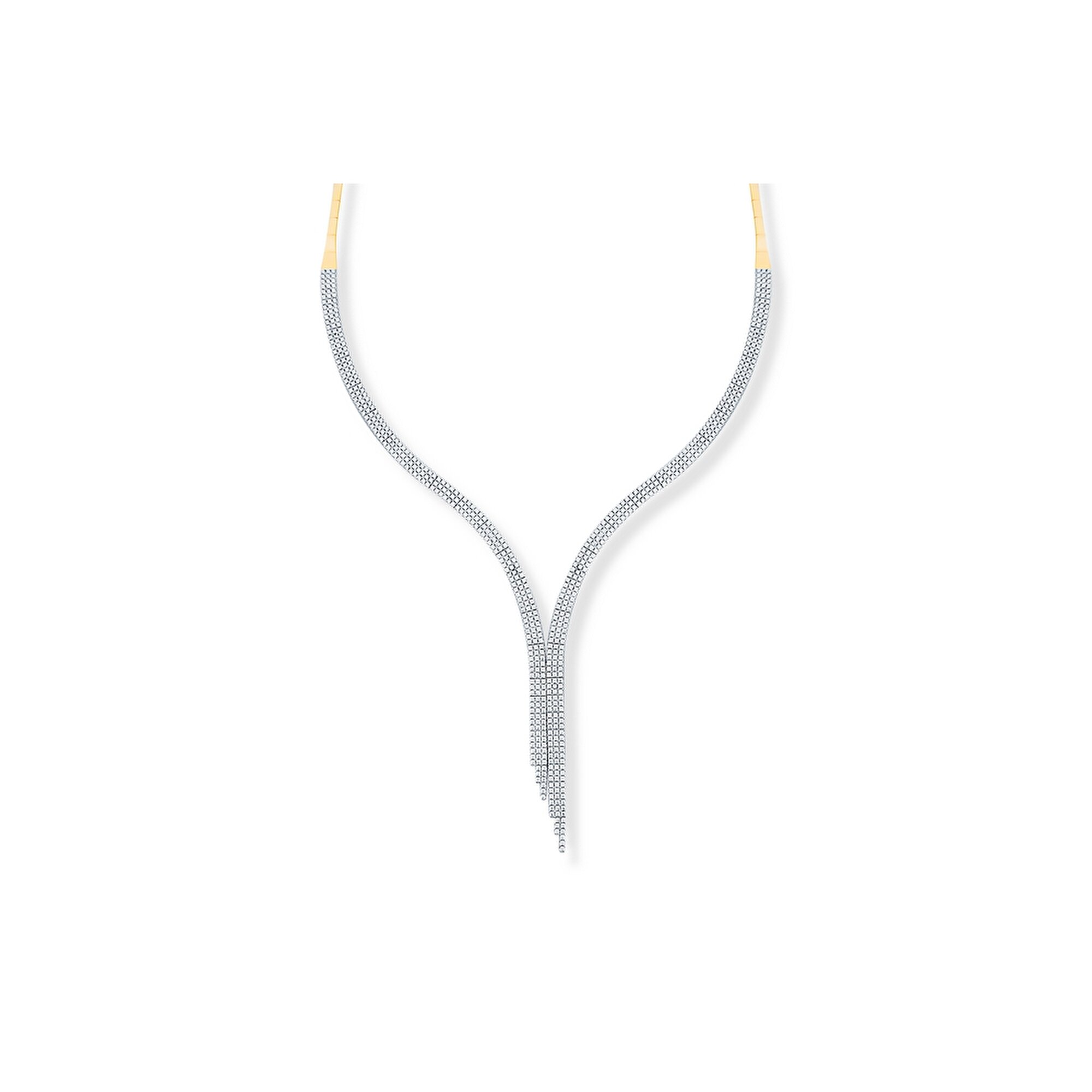 14 Ayar Sarı-Beyaz Altın Su Yolu Gerdanlık