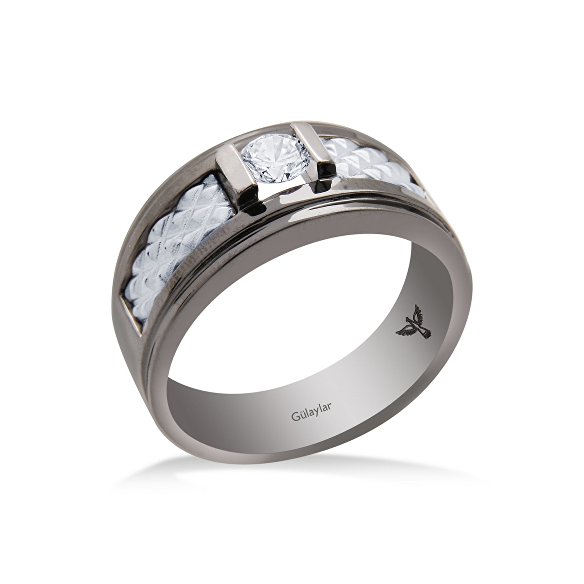 14 Ayar Siyah-Beyaz Altın Erkek Yüzük