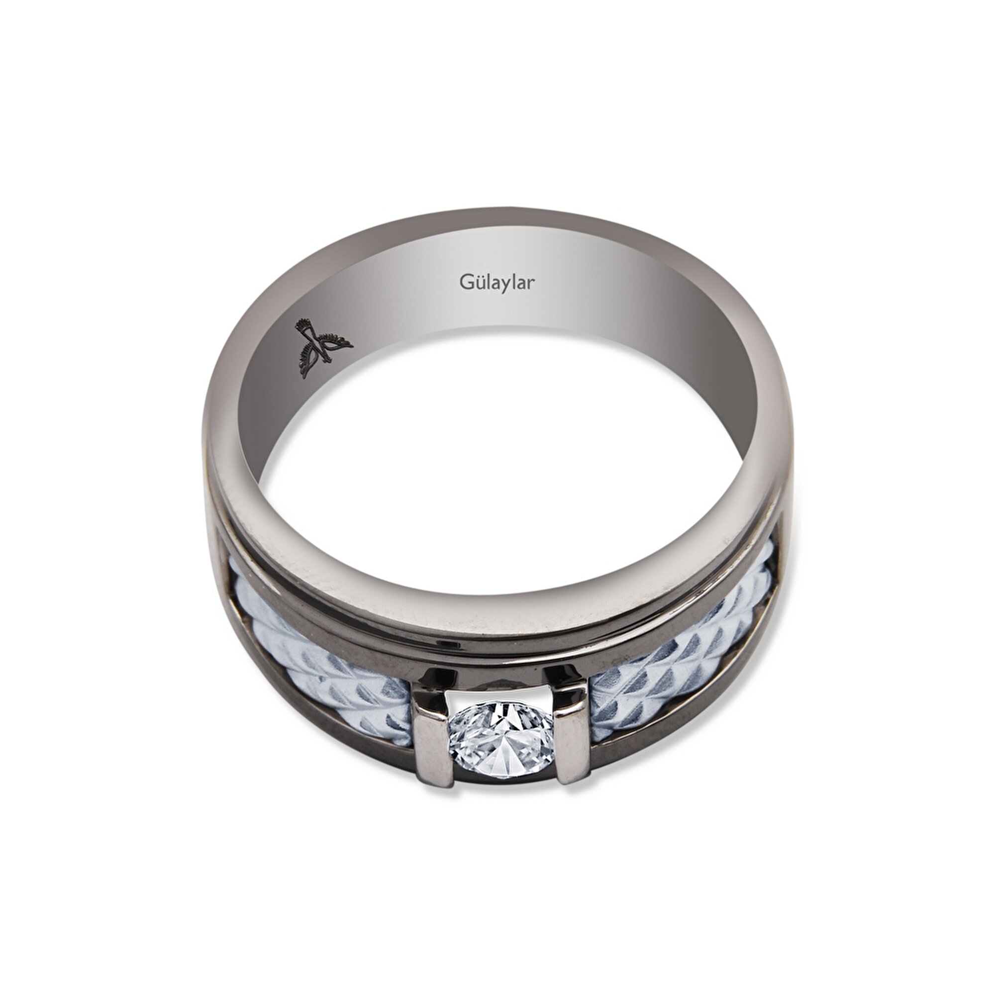 14 Ayar Siyah-Beyaz Altın Erkek Yüzük