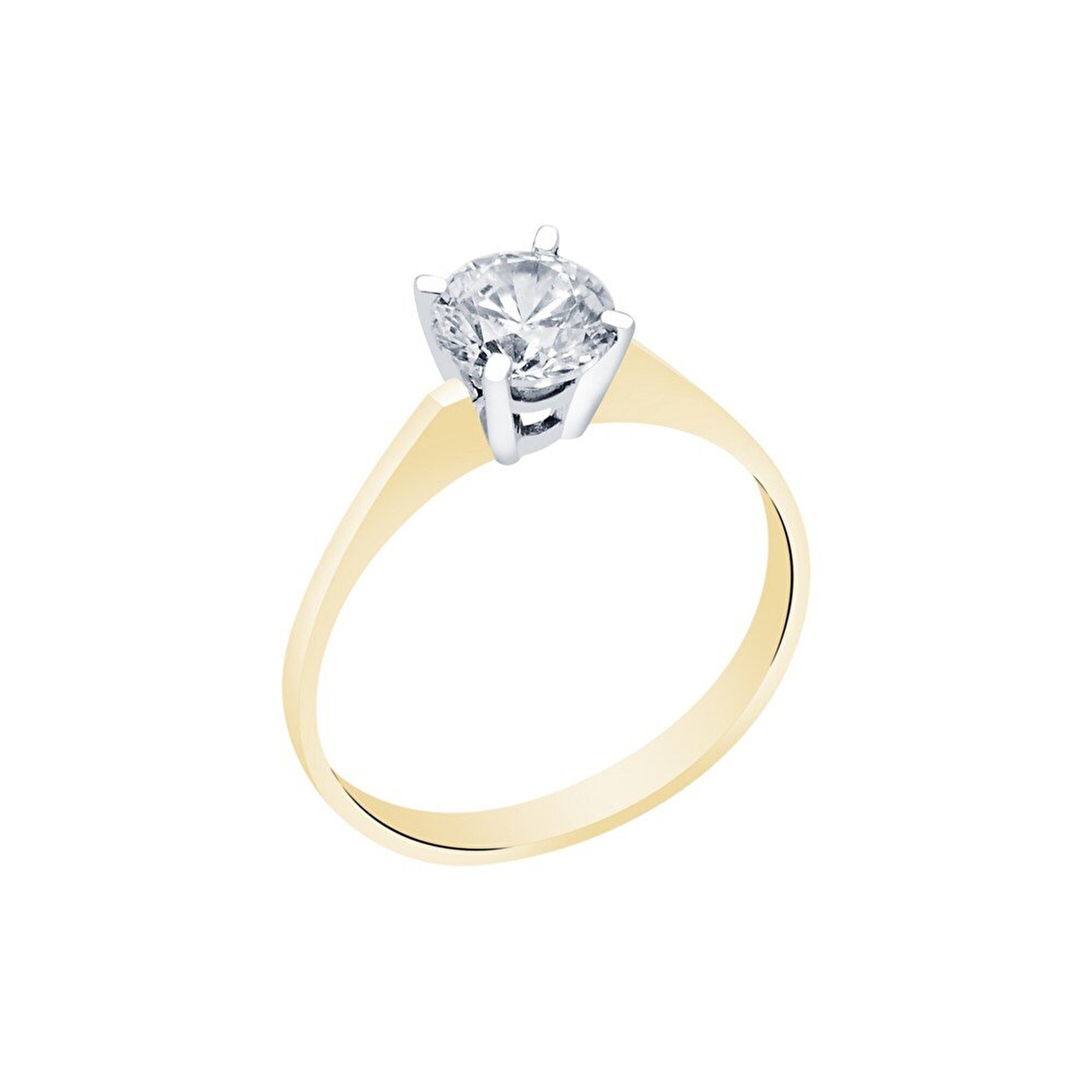 14 Ayar Sarı-Beyaz Altın Tektaş Yüzük