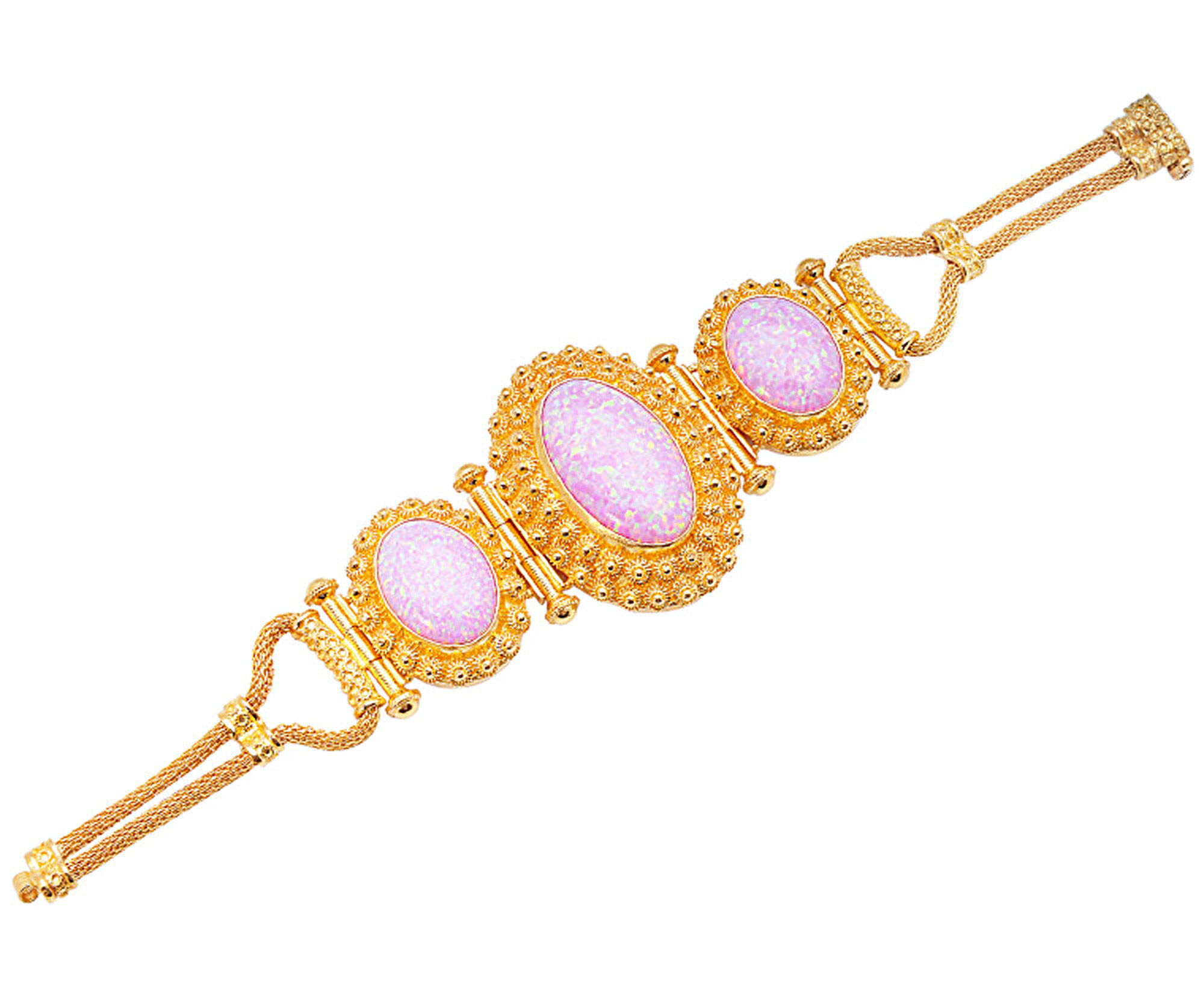 22 Ayar Sarı Altın Pembe Taşlı Bileklik