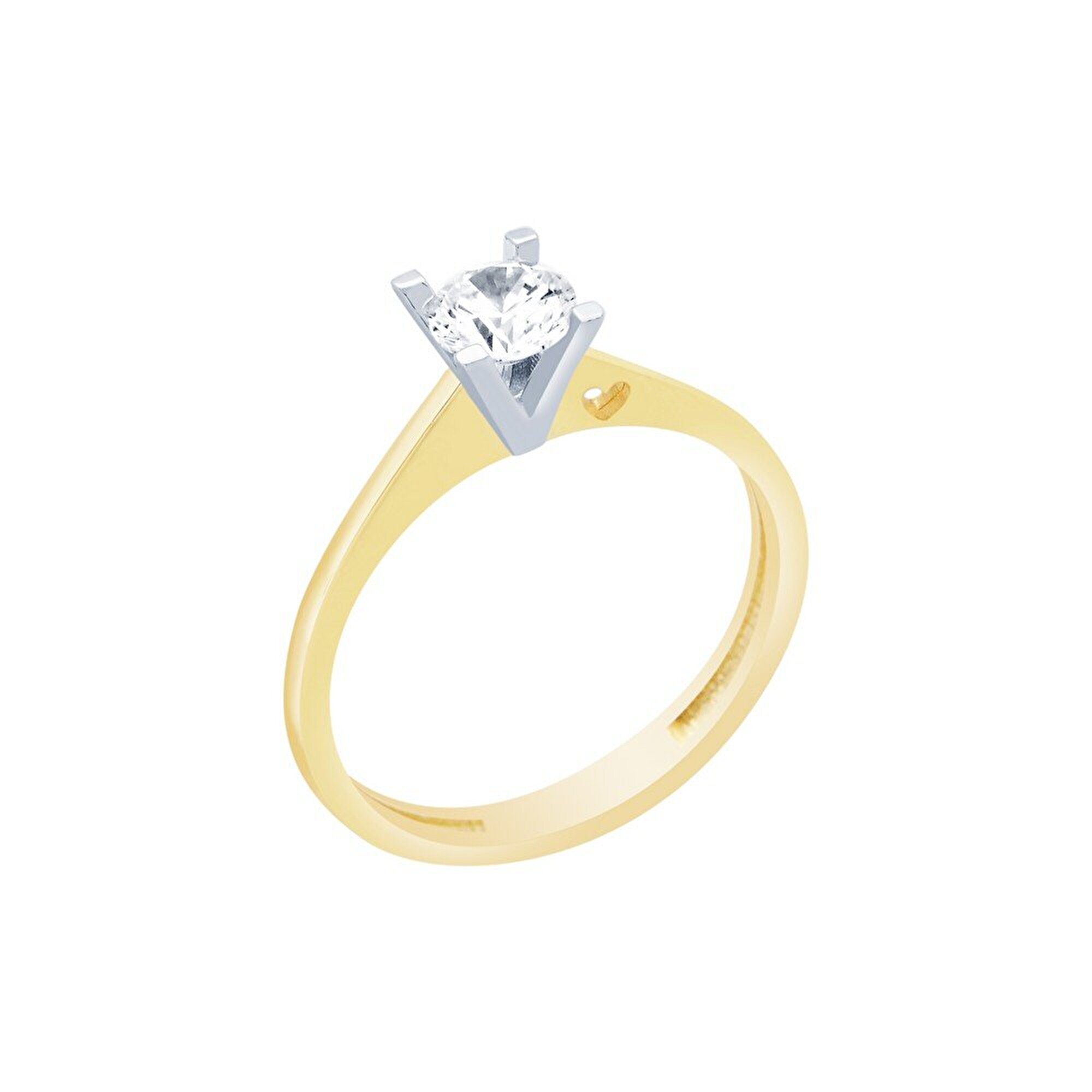 14 Ayar Sarı-Beyaz Altın Tektaş Yüzük