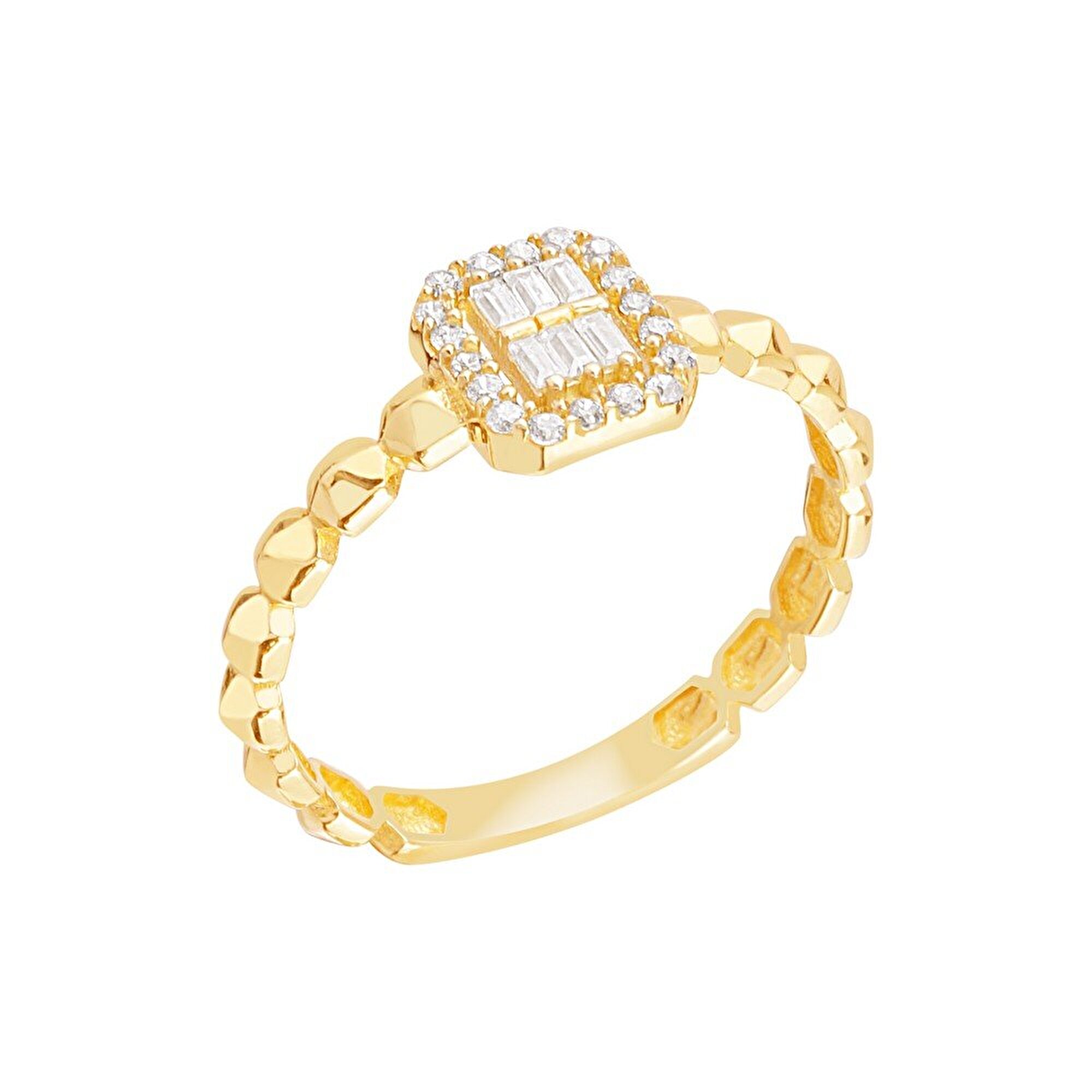 14 Ayar Sarı Altın Baget Yüzük