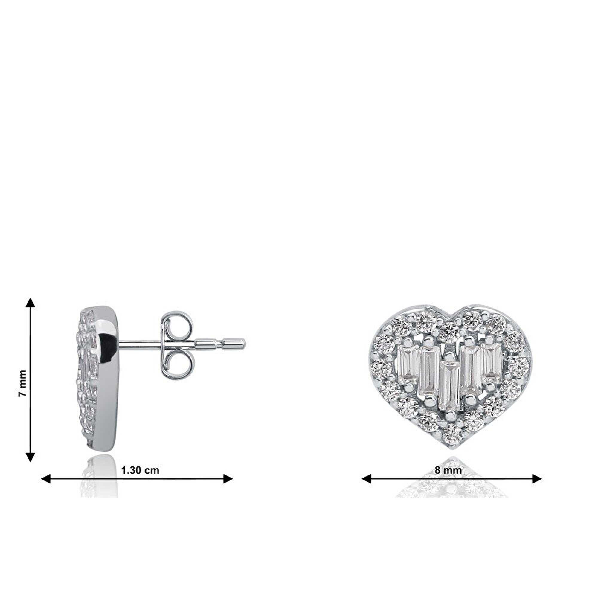 8 Ayar Beyaz Altın Kalp Figürlü Küpe