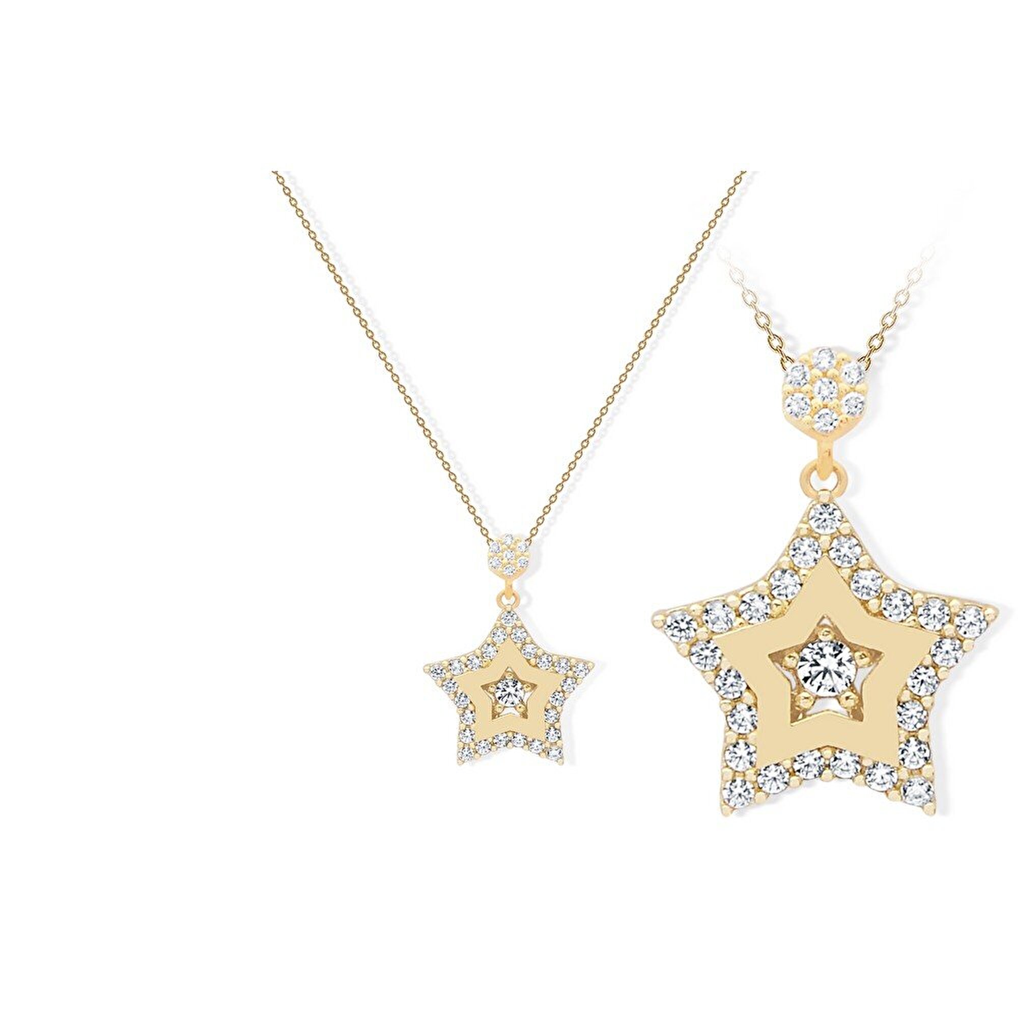 14 Ayar Sarı Altın Yıldız Figürlü Kolye