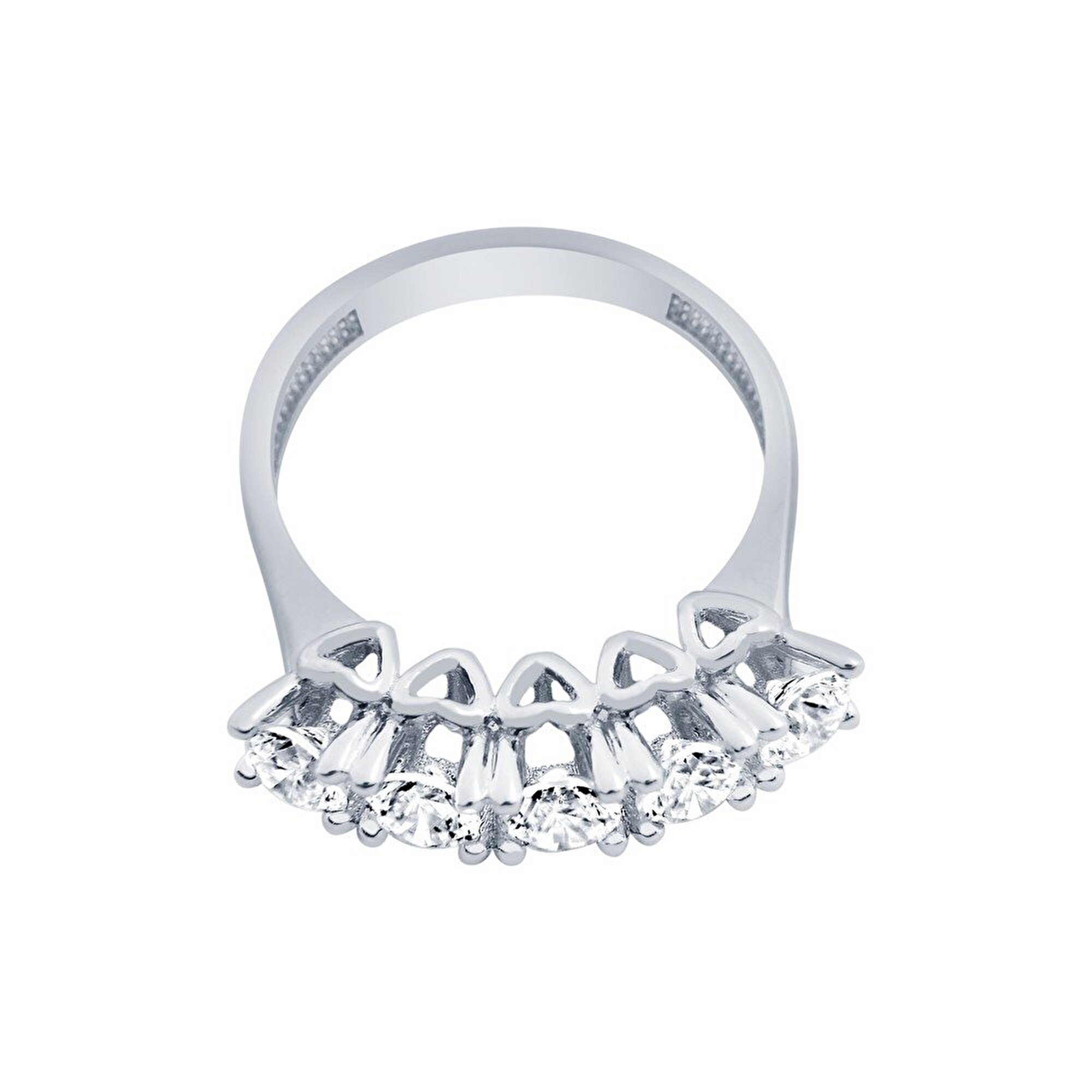 14 Ayar Beyaz Altın Beştaş Yüzük