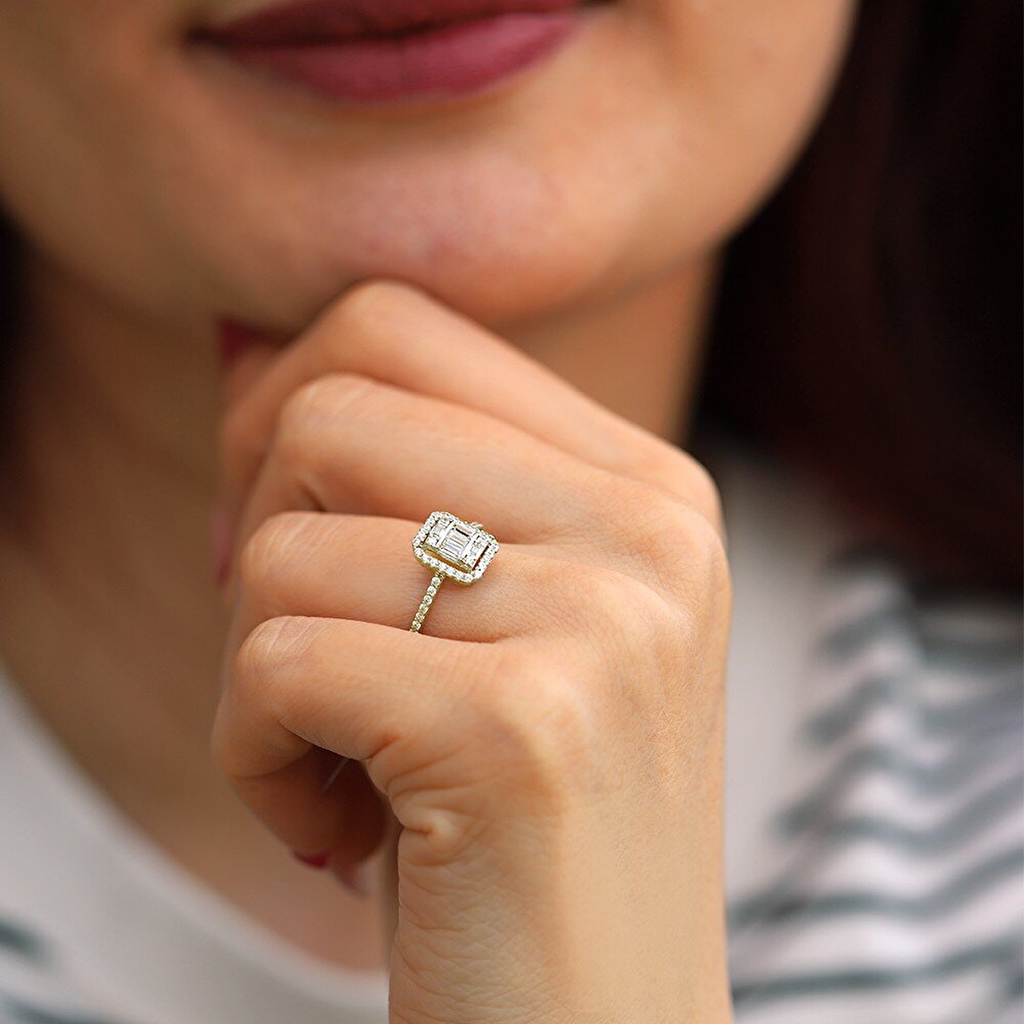 14 Ayar Sarı Altın Baget Yüzük