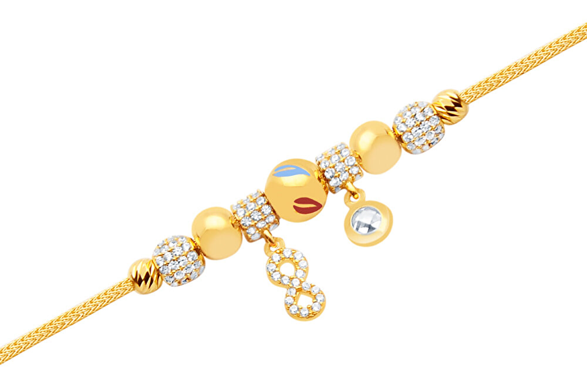 22 Ayar Sarı Altın Charm Bileklik