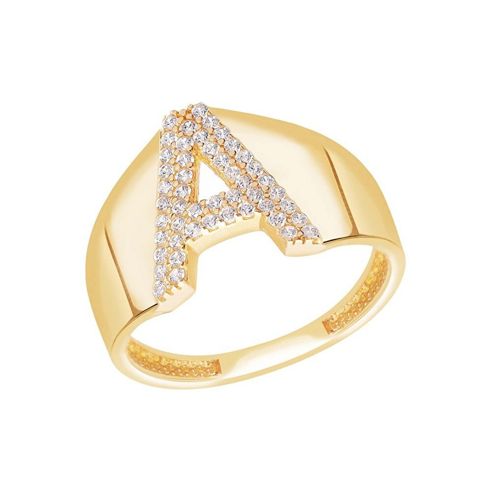 14 Ayar Sarı Altın A Harf Yüzük