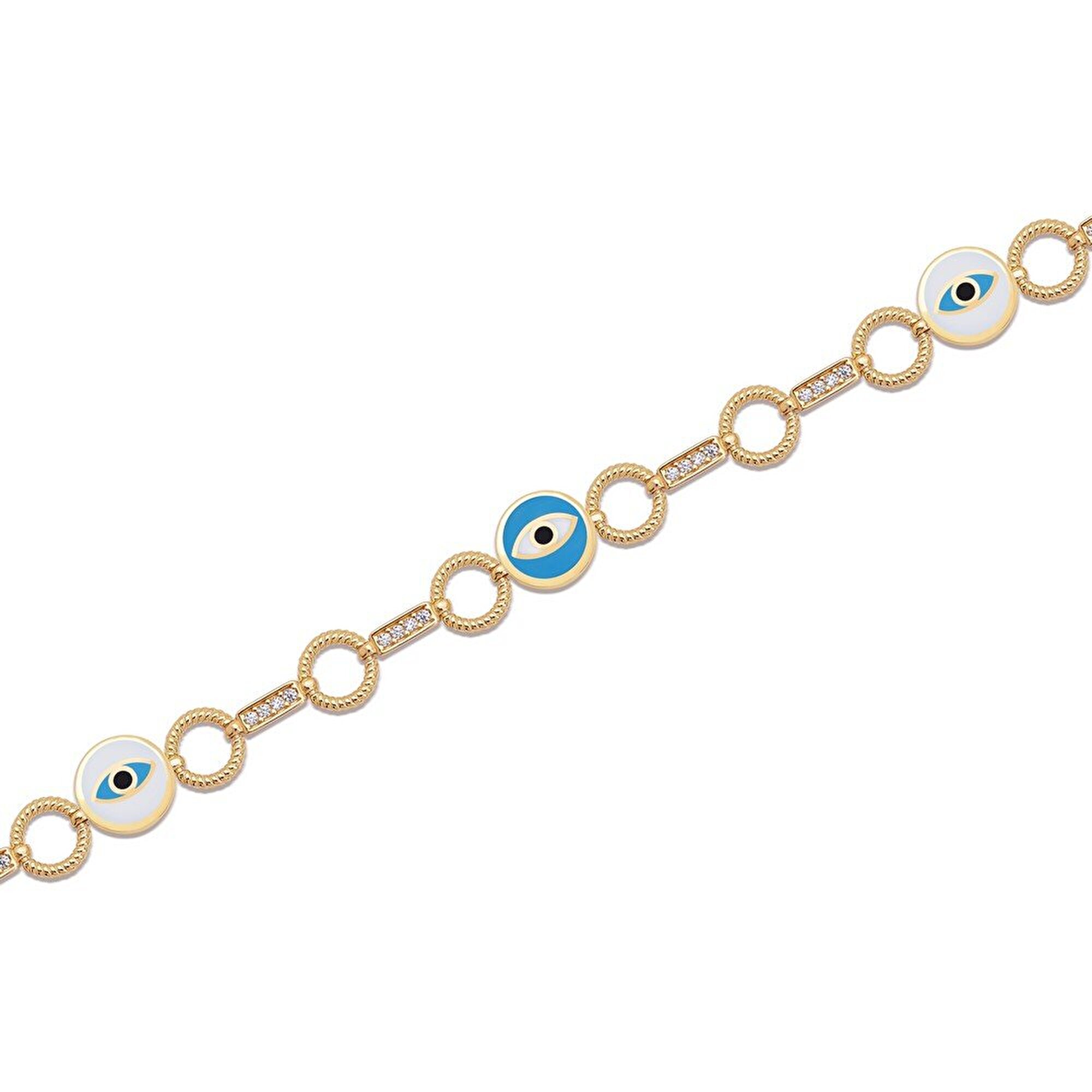 14 Ayar Sarı Altın Nazar Boncuklu Bileklik