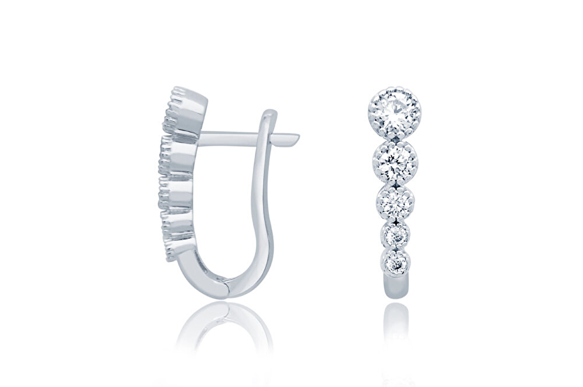 14 Ayar Sarı-Beyaz Altın J Küpe