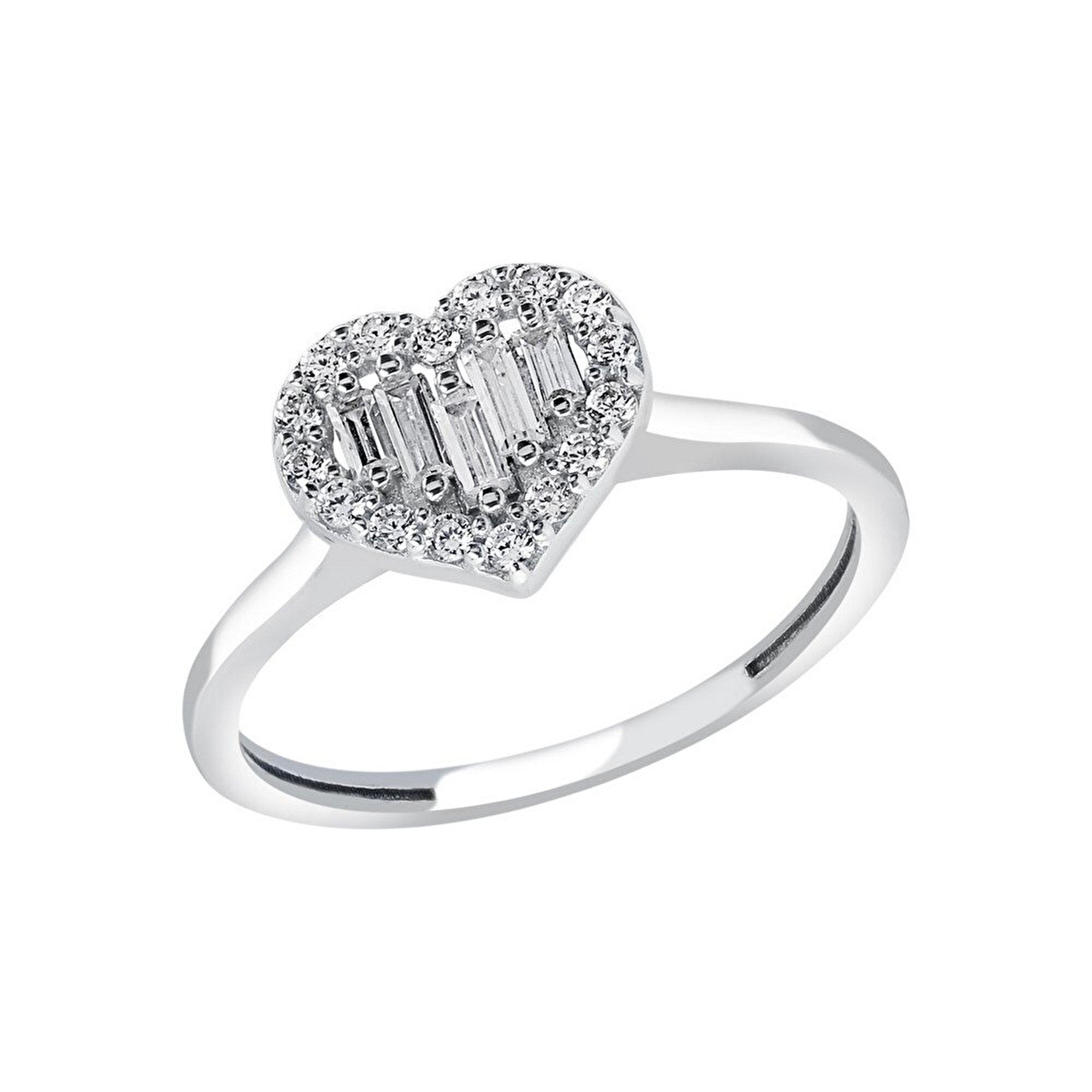 8 Ayar Beyaz Altın Baget Yüzük