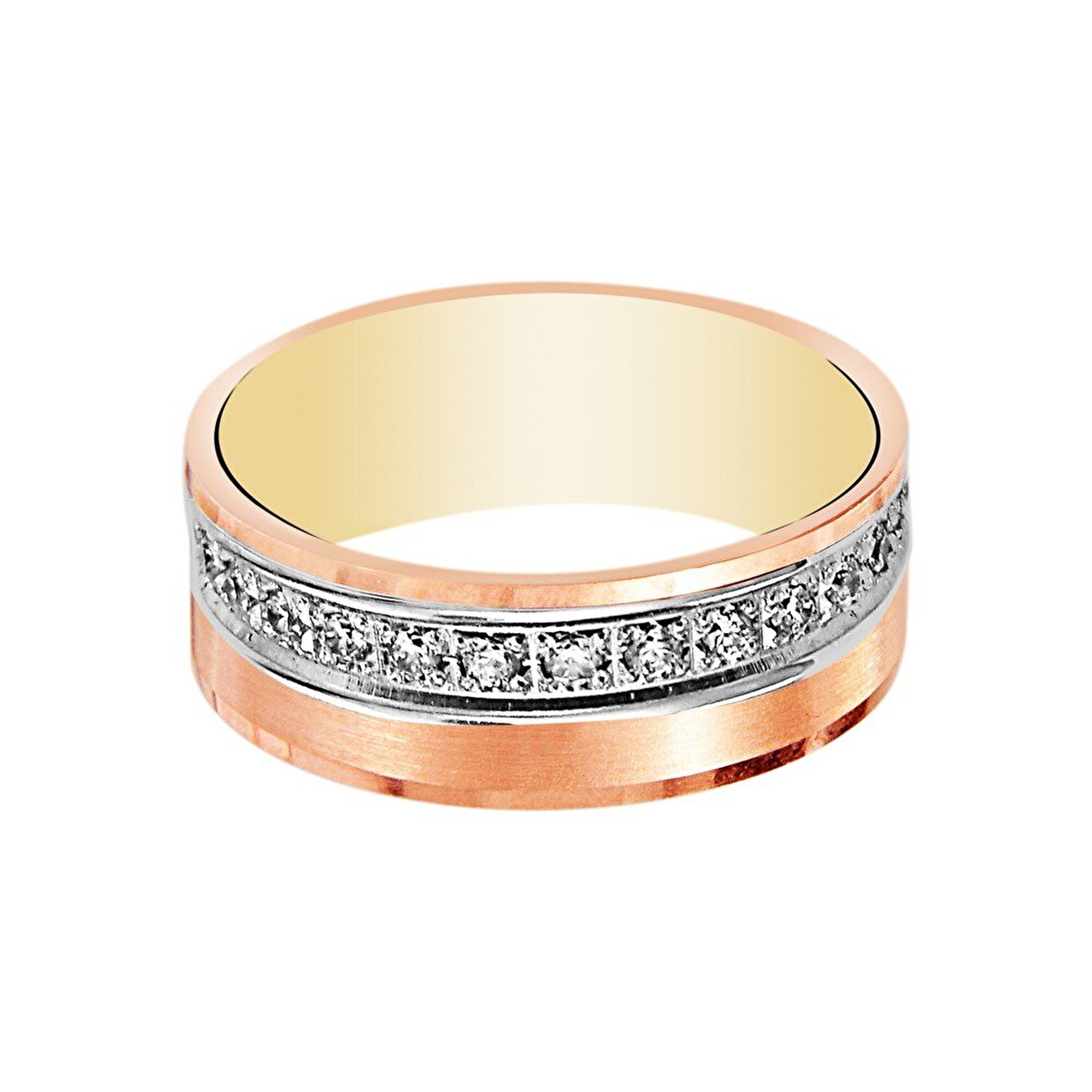 14 Ayar Rose-Beyaz Altın Modern Alyans