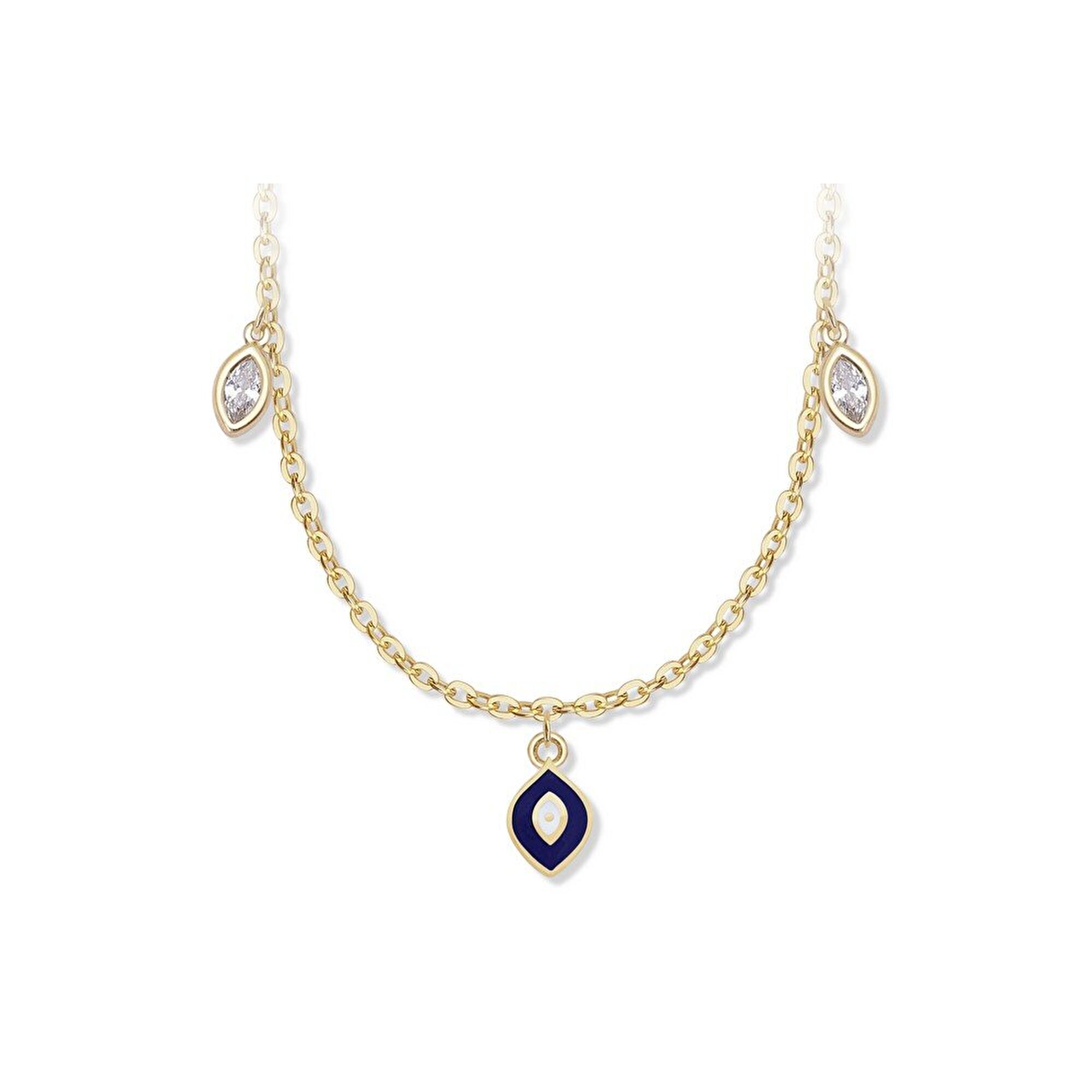 14 Ayar Sarı Altın Göz Figürlü Kolye