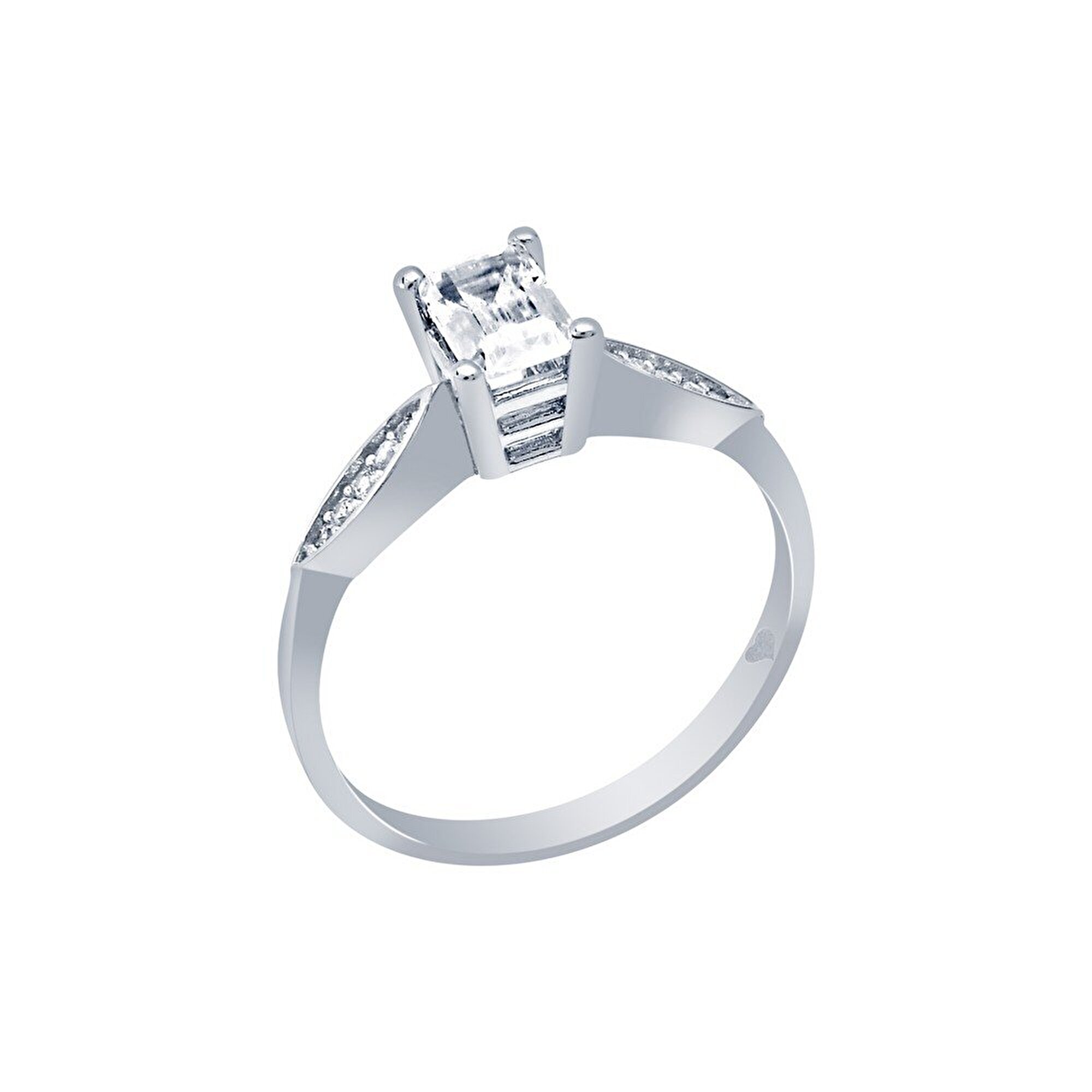 14 Ayar Beyaz Altın Tektaş Yüzük