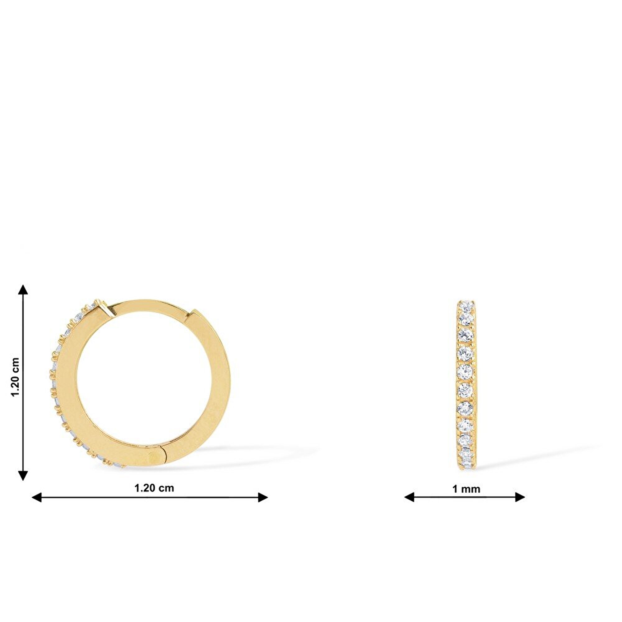 14 Ayar Sarı Altın Taşlı Halka Küpe