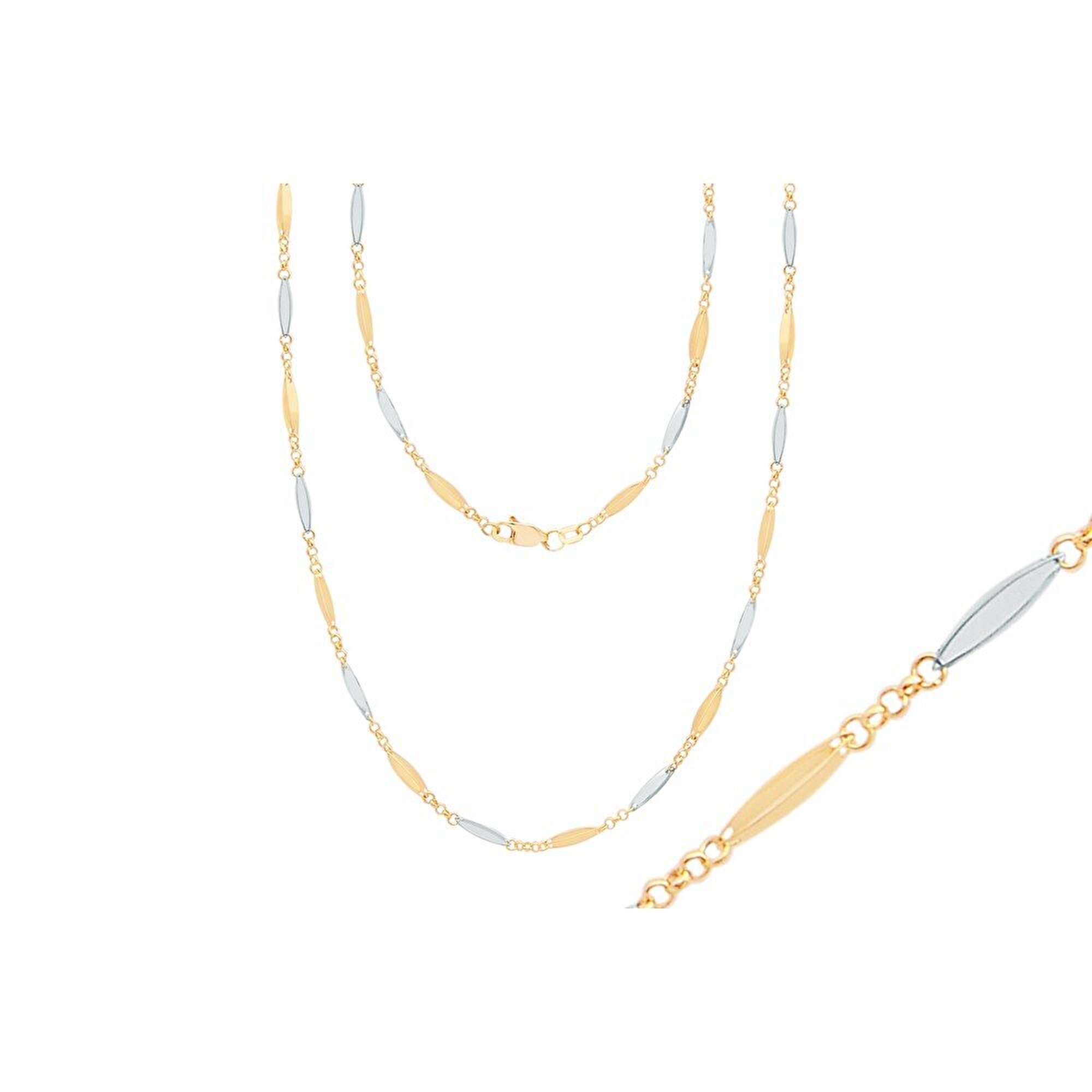 14 Ayar Sarı-Beyaz Altın Erkek Zincir