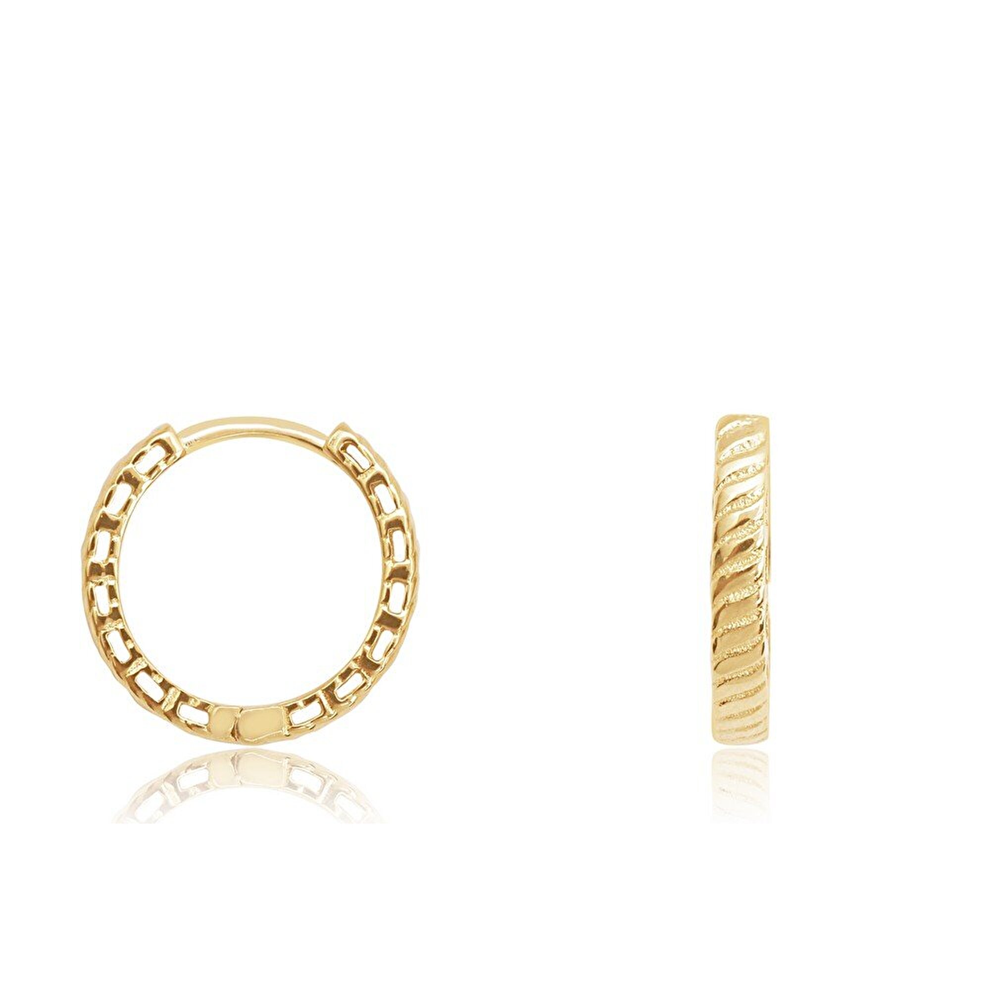 14 Ayar Sarı Altın Halka Küpe