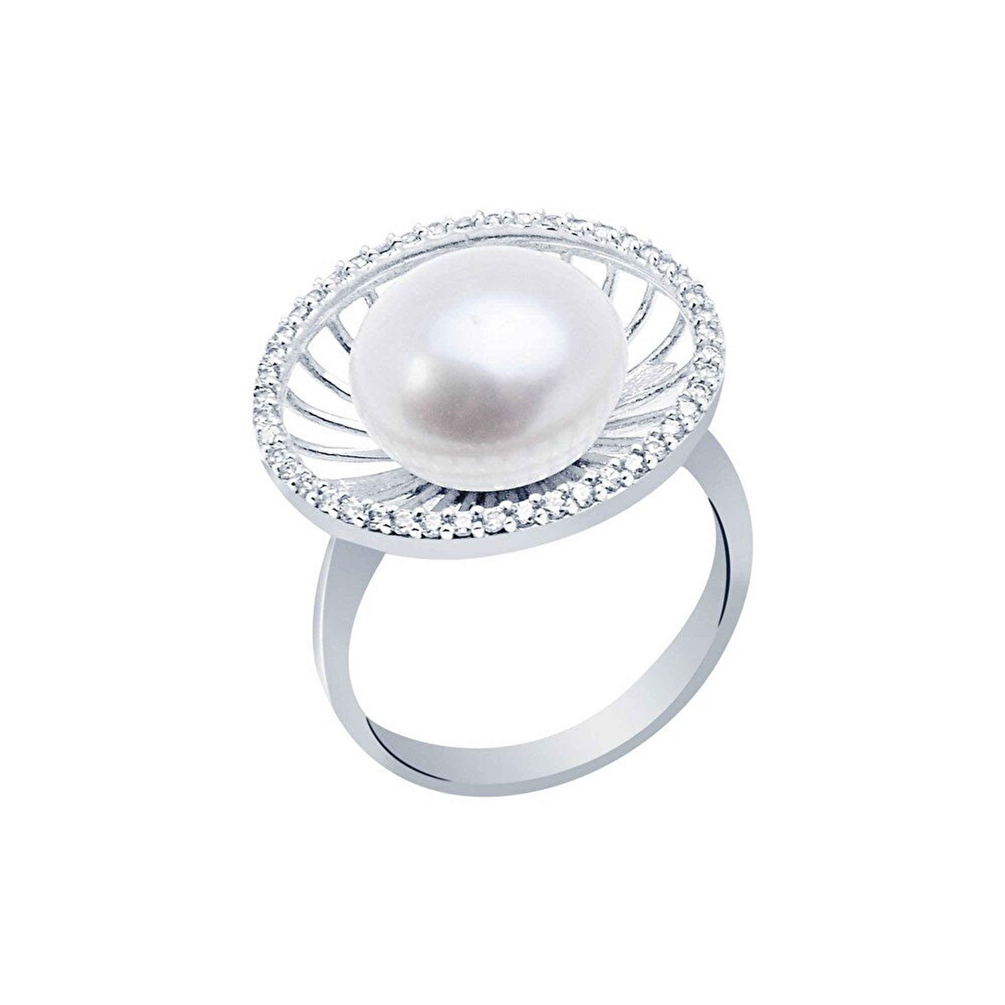 14 Ayar Beyaz Altın İnci Yüzük