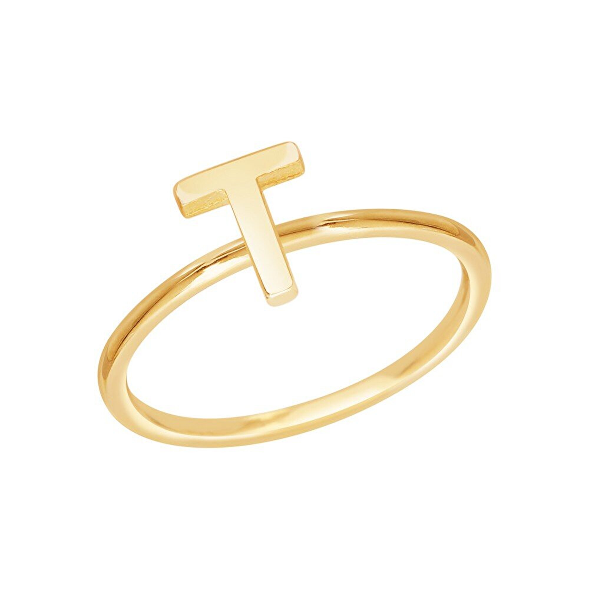 14 Ayar Sarı Altın T Harf Yüzük