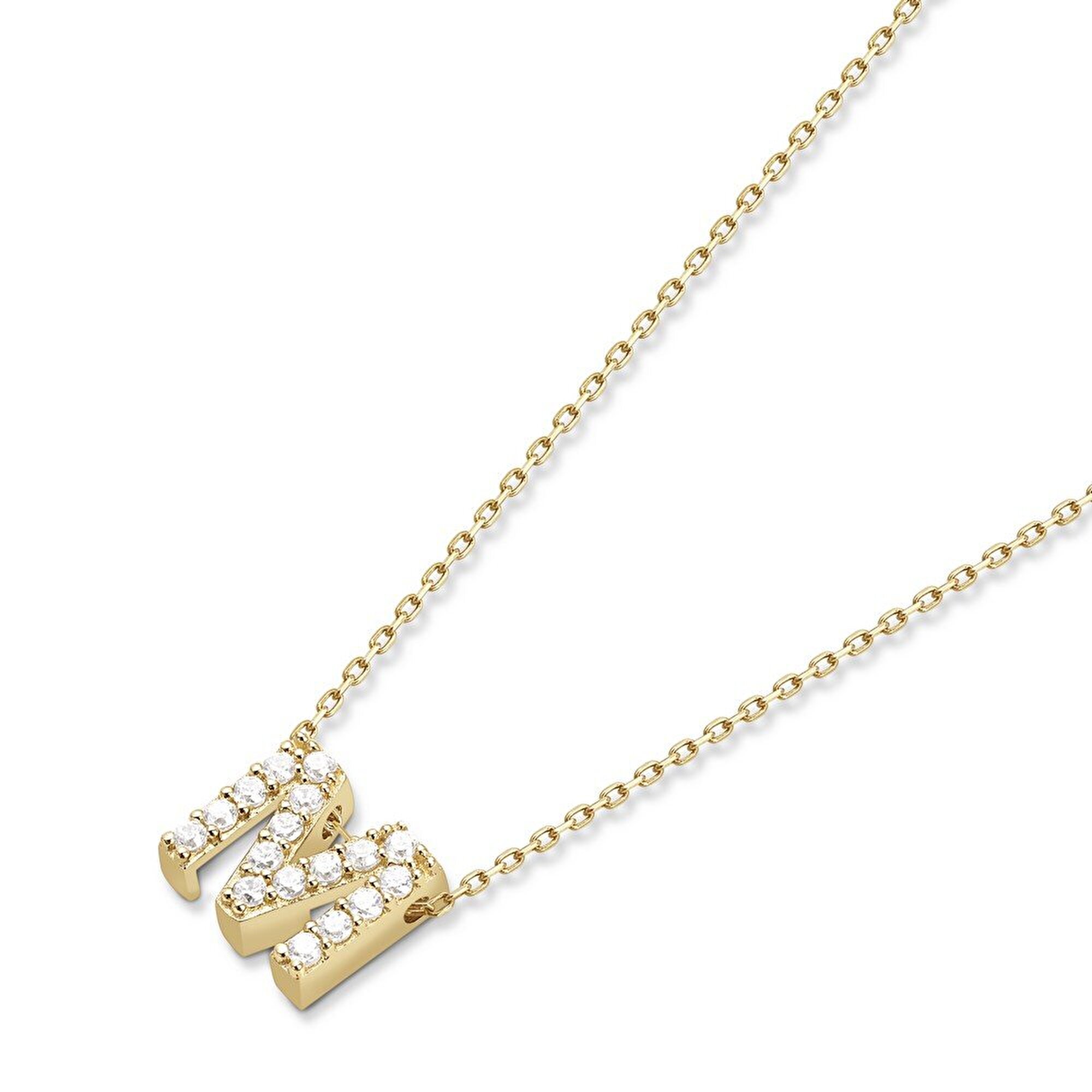 14 Ayar Sarı Altın M Harf Kolye