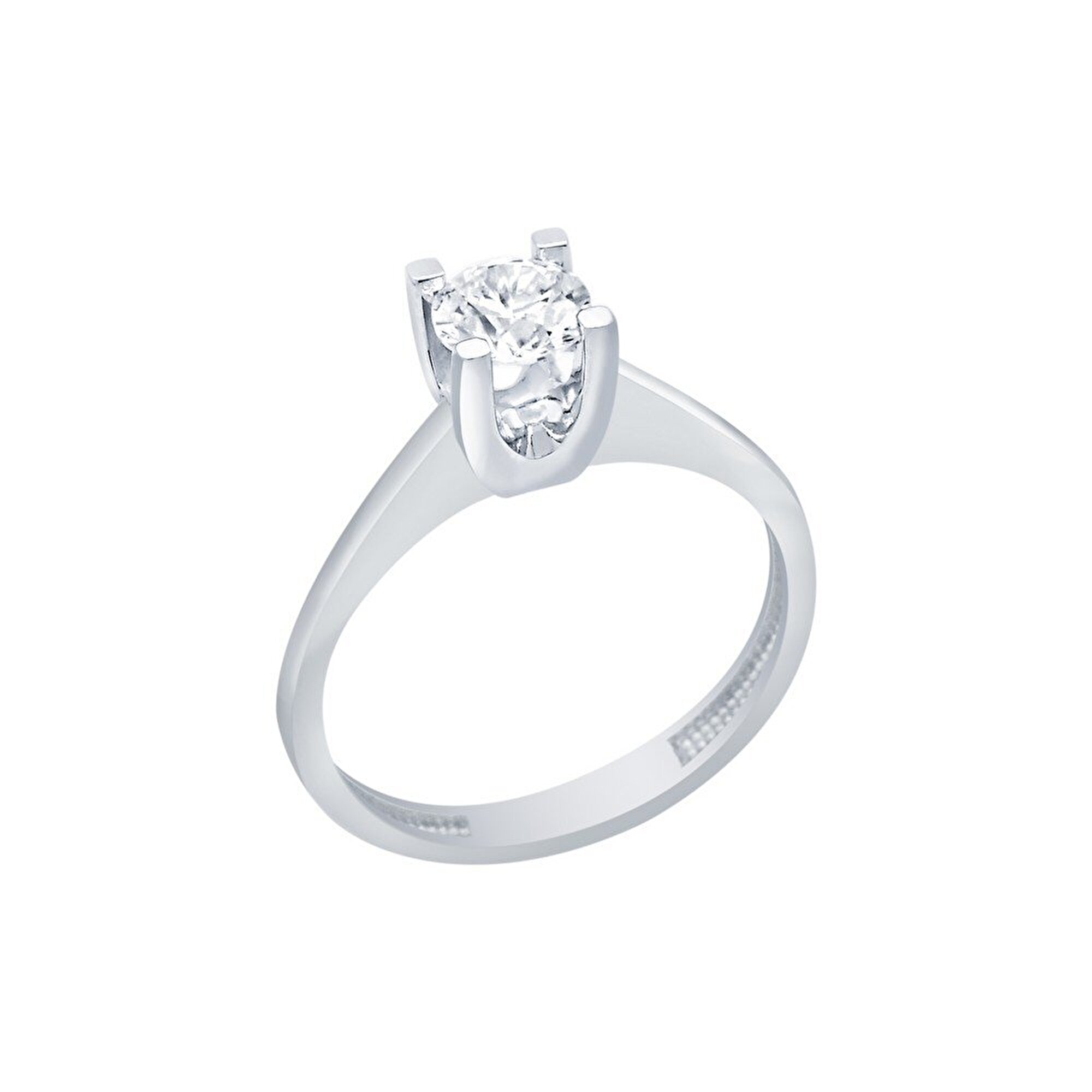 14 Ayar Beyaz Altın Tektaş Yüzük