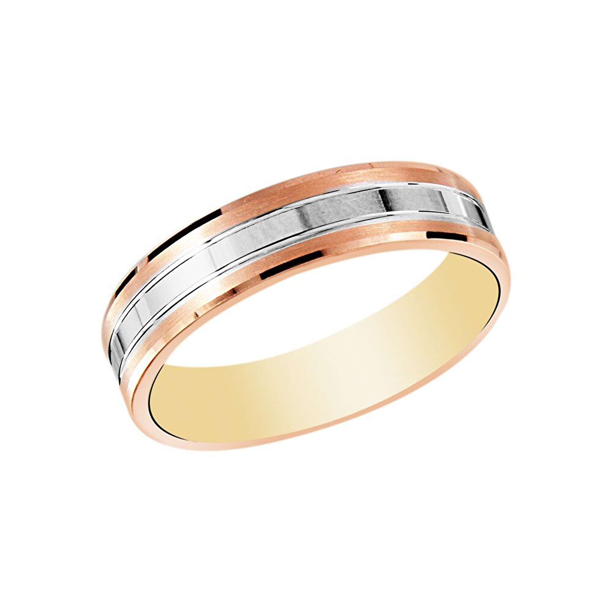 14 Ayar Rose-Beyaz Altın Modern Alyans