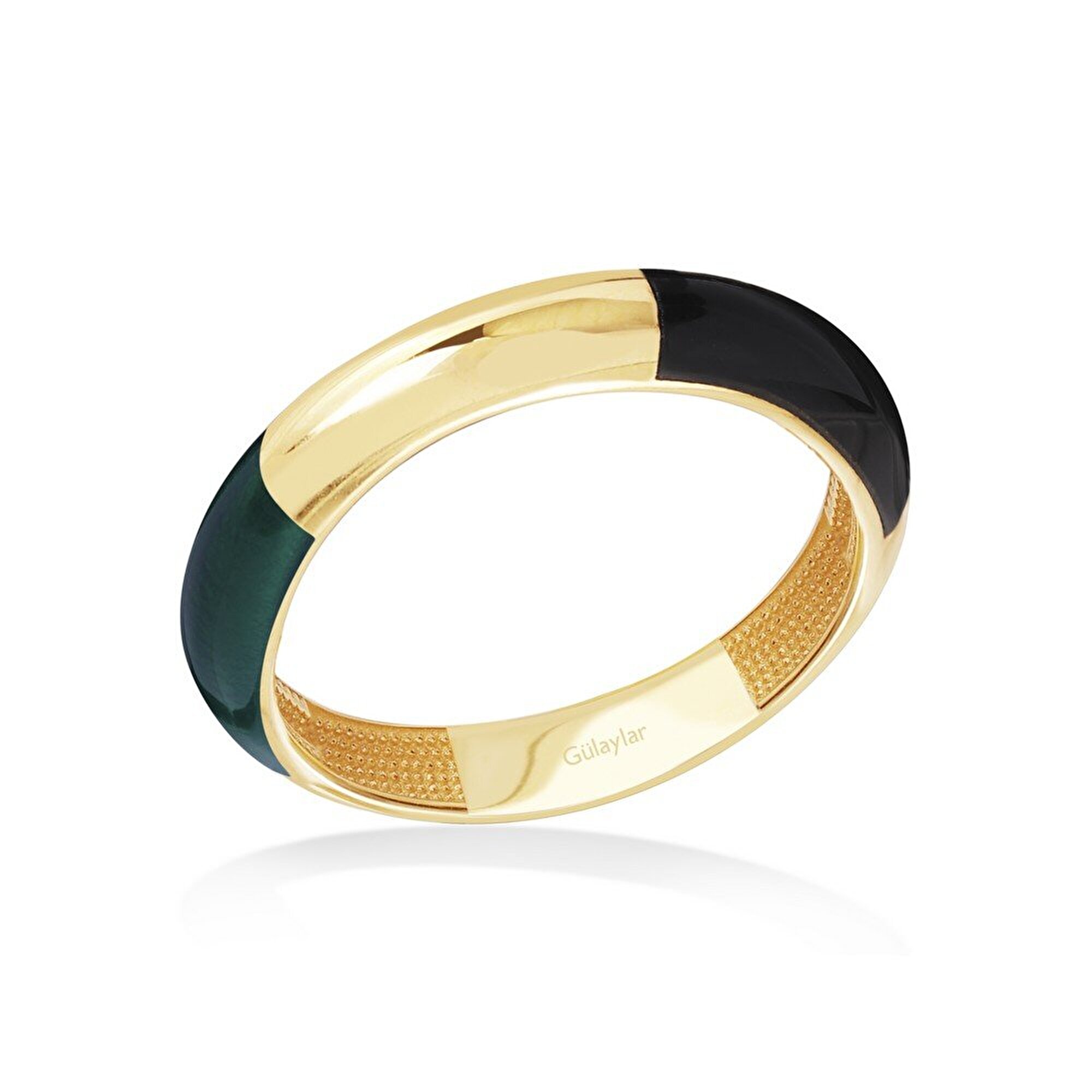 14 Ayar Sarı Altın Siyah Mineli Yüzük