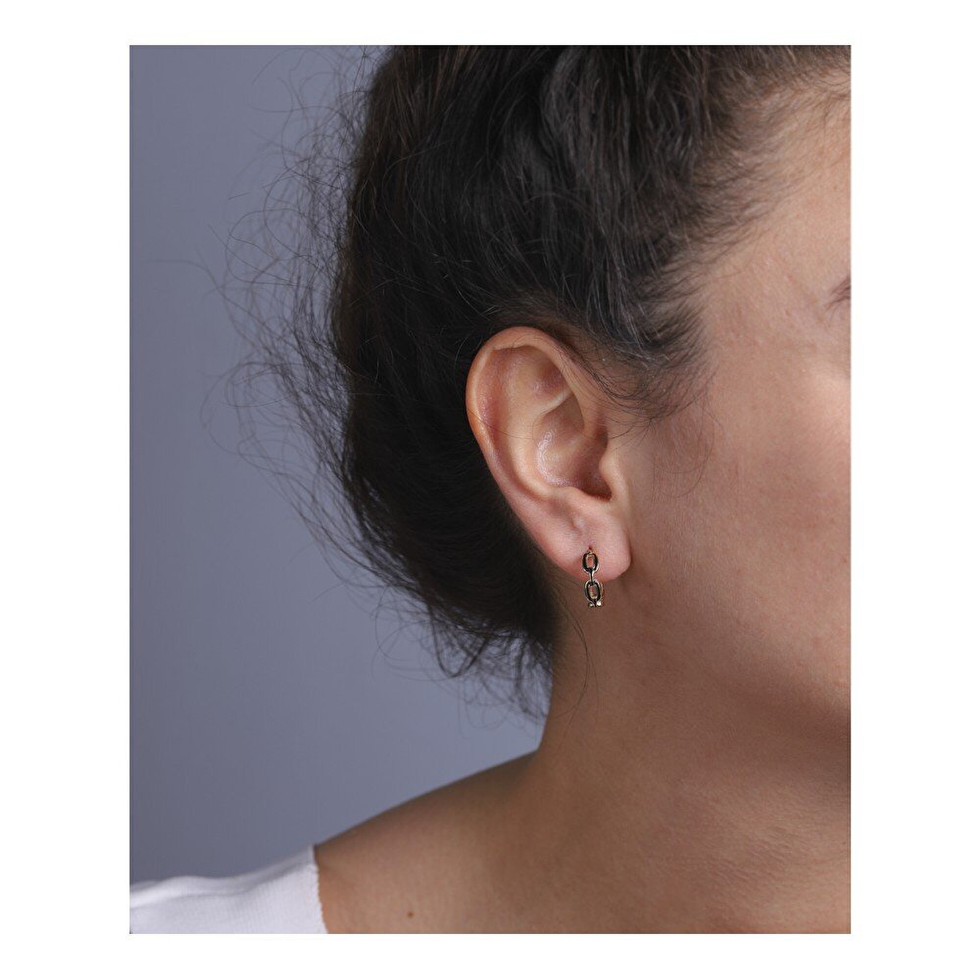 14 Ayar Sarı Altın Siyah Mineli Halka Küpe