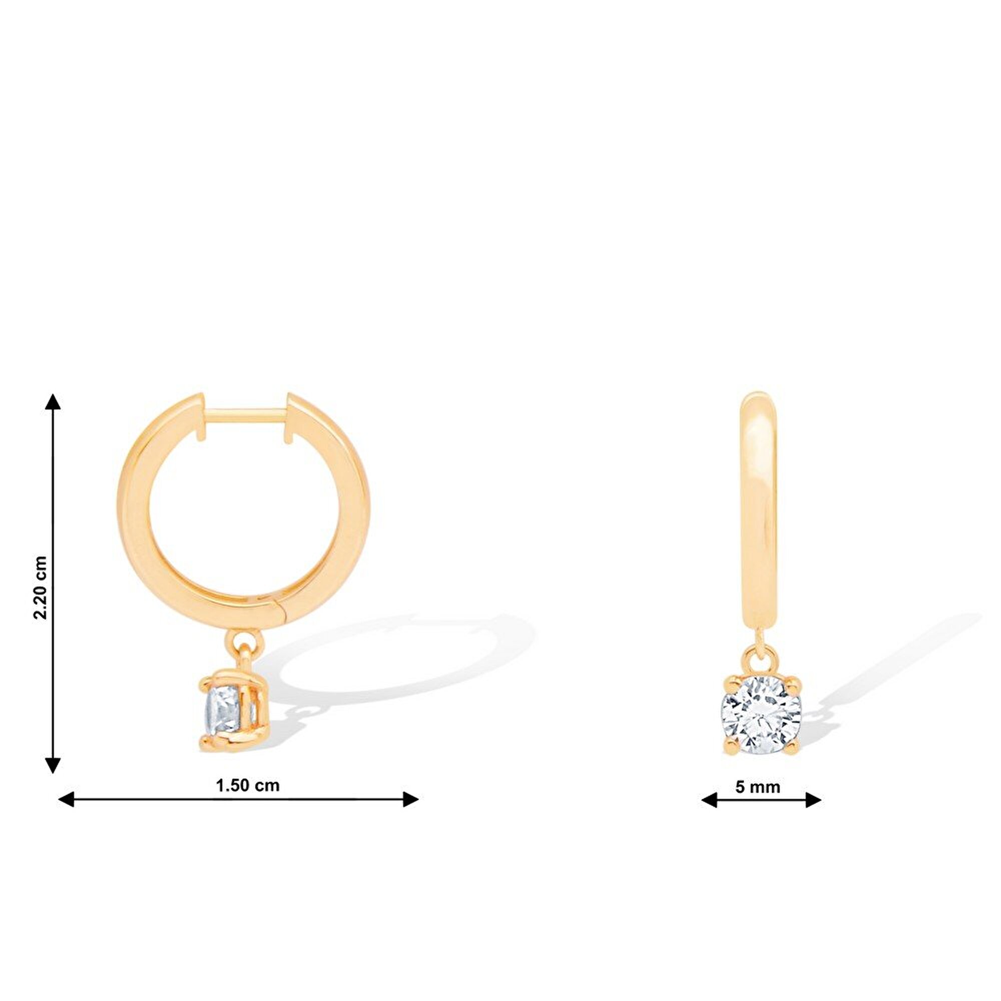 14 Ayar Sarı Altın Sallantılı Taşlı Küpe