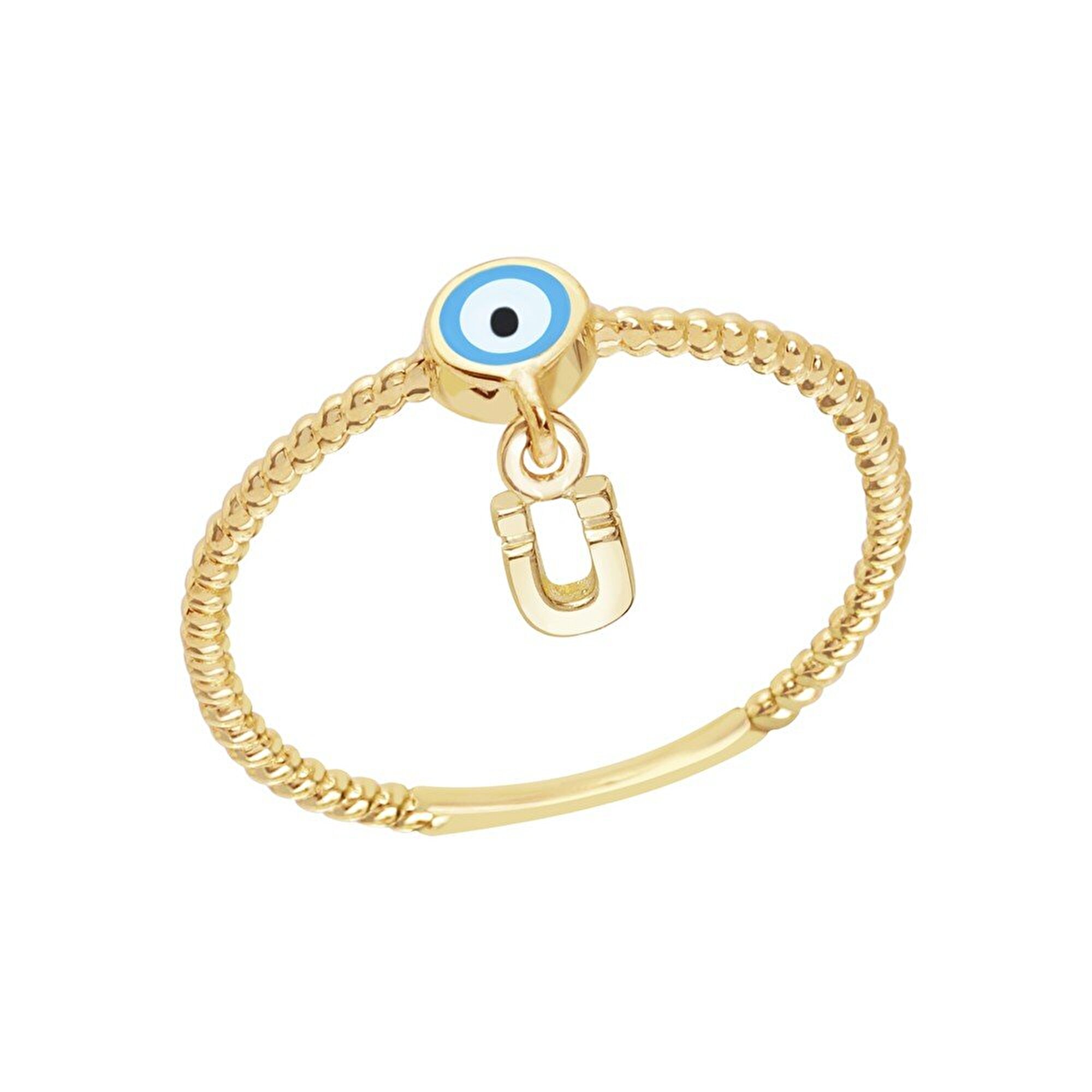 14 Ayar Sarı Altın Ü Harf Yüzük