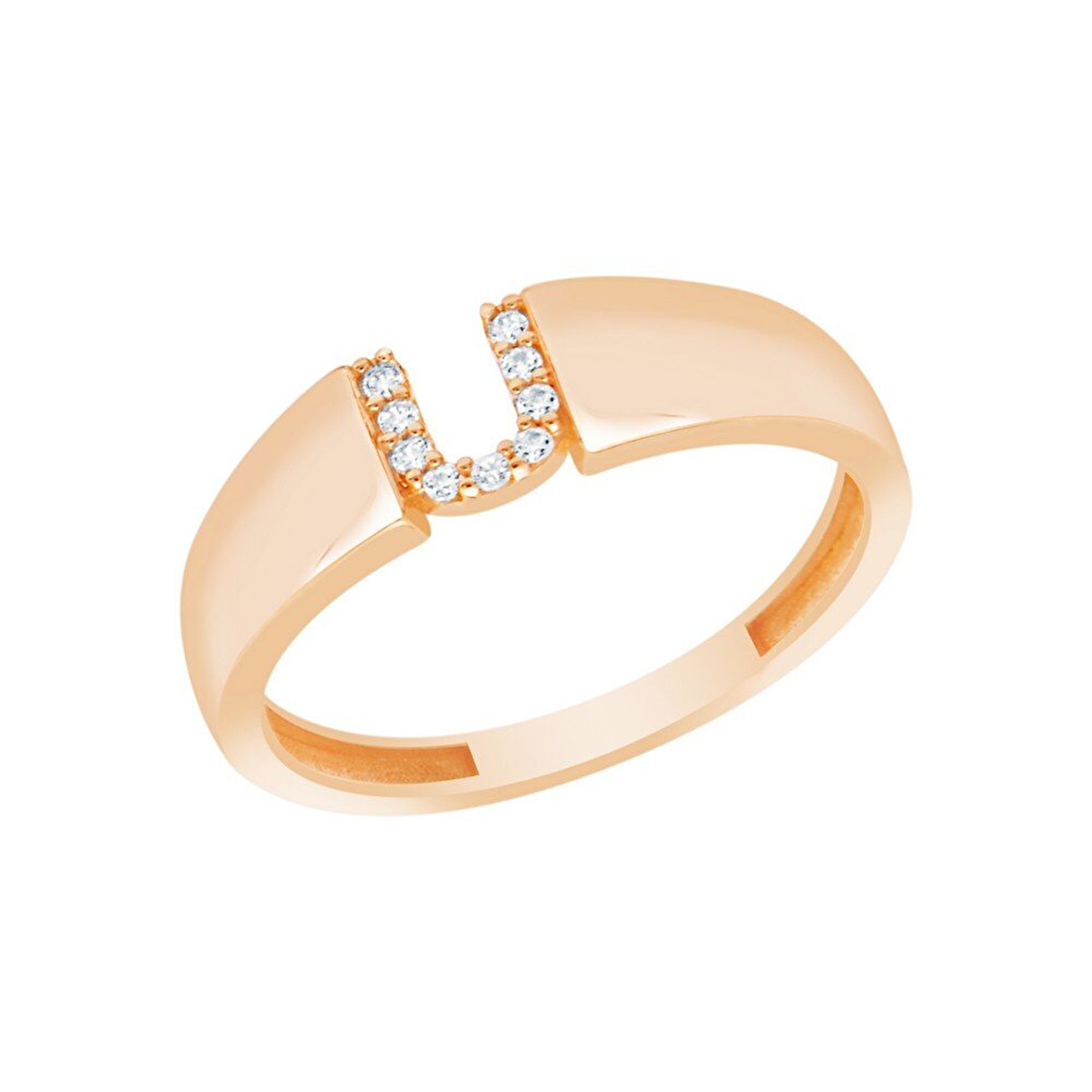 14 Ayar Rose Altın U Harf Yüzük