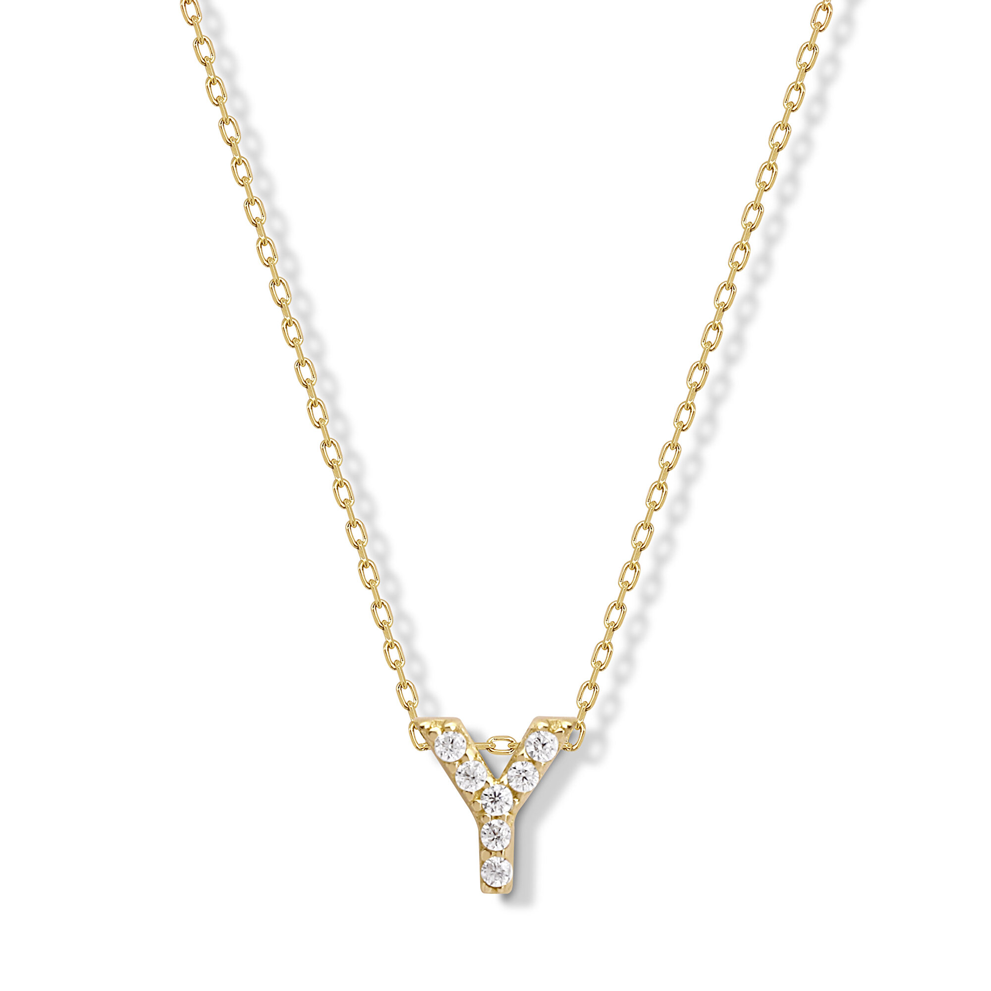 14 Ayar Sarı Altın Y Harf Kolye