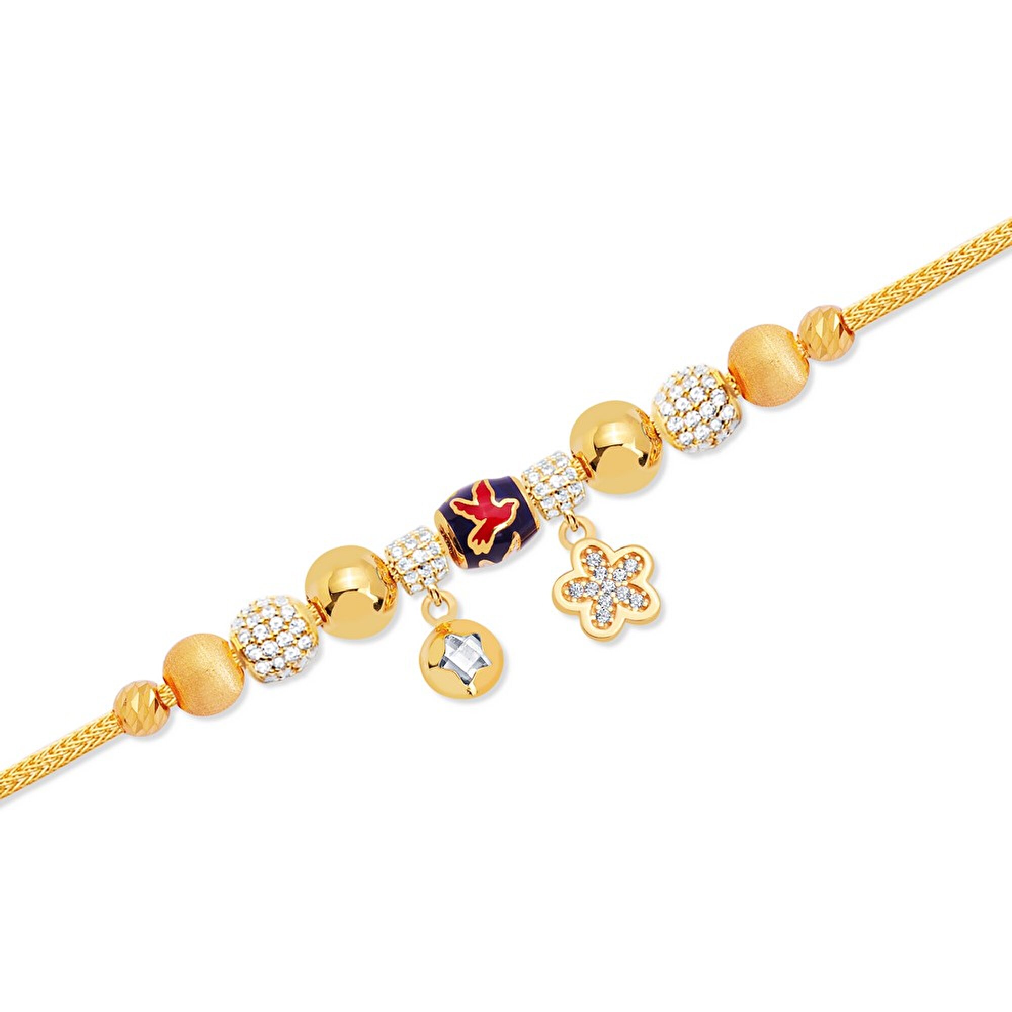 22 Ayar Sarı Altın Charm Bileklik