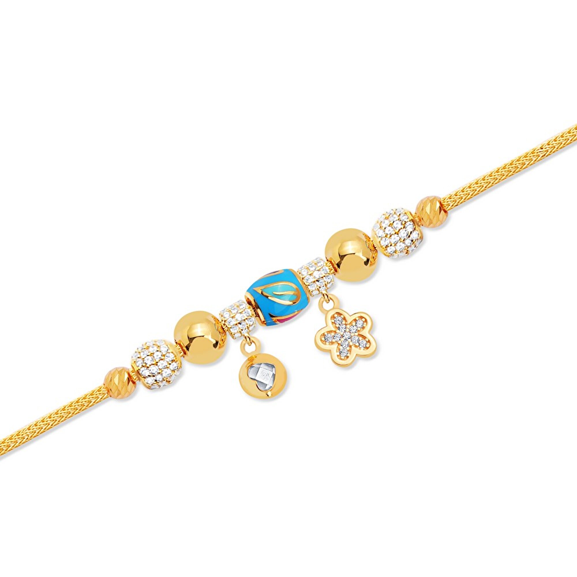 22 Ayar Sarı Altın Charm Bileklik