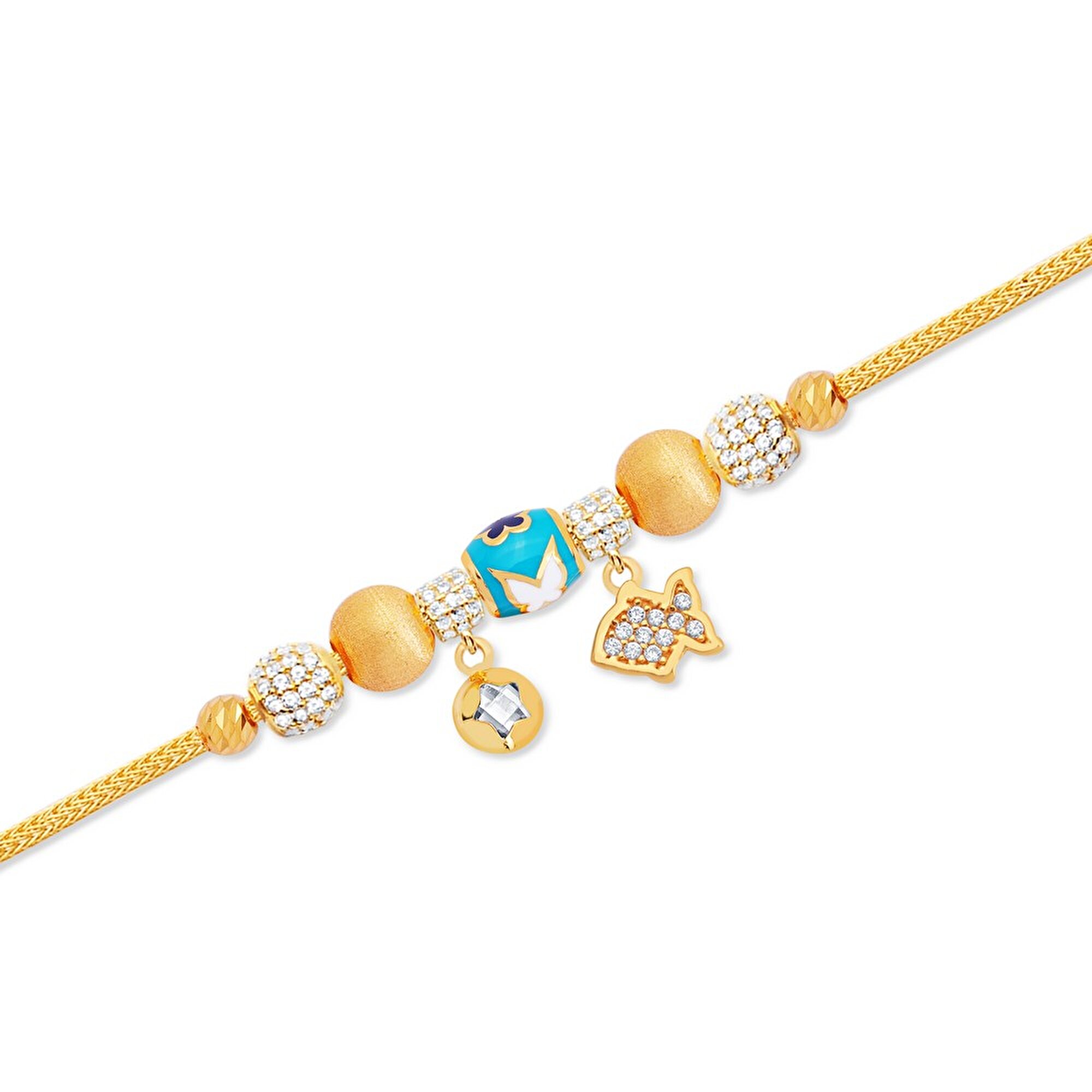 22 Ayar Sarı Altın Charm Bileklik