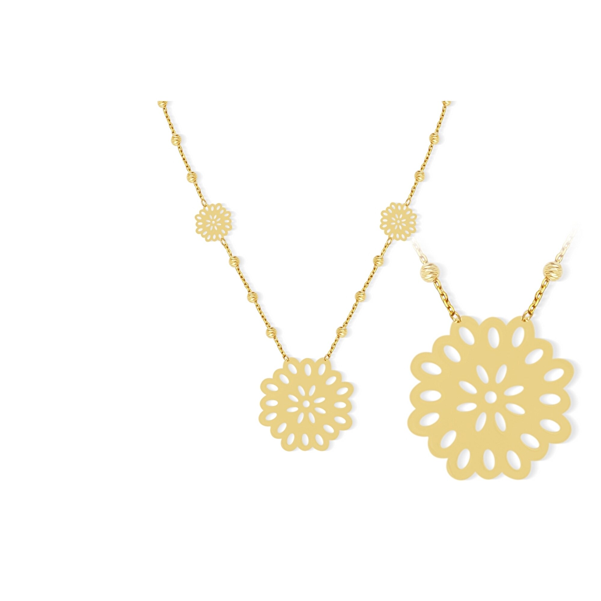 22 Ayar Sarı Altın Çiçek Kolye