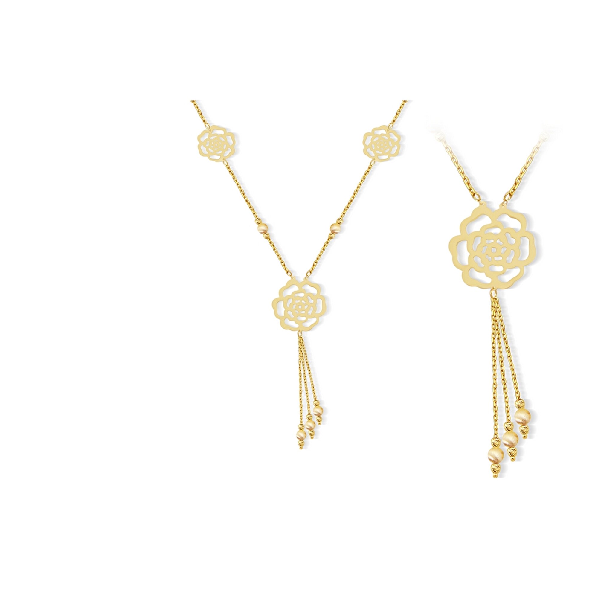 22 Ayar Sarı Altın Gül Çiçek Kolye