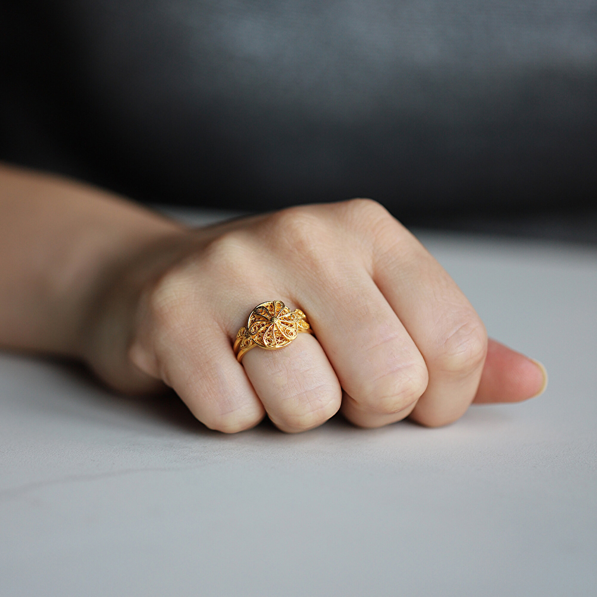 22 Ayar Sarı Altın Hint Yüzük