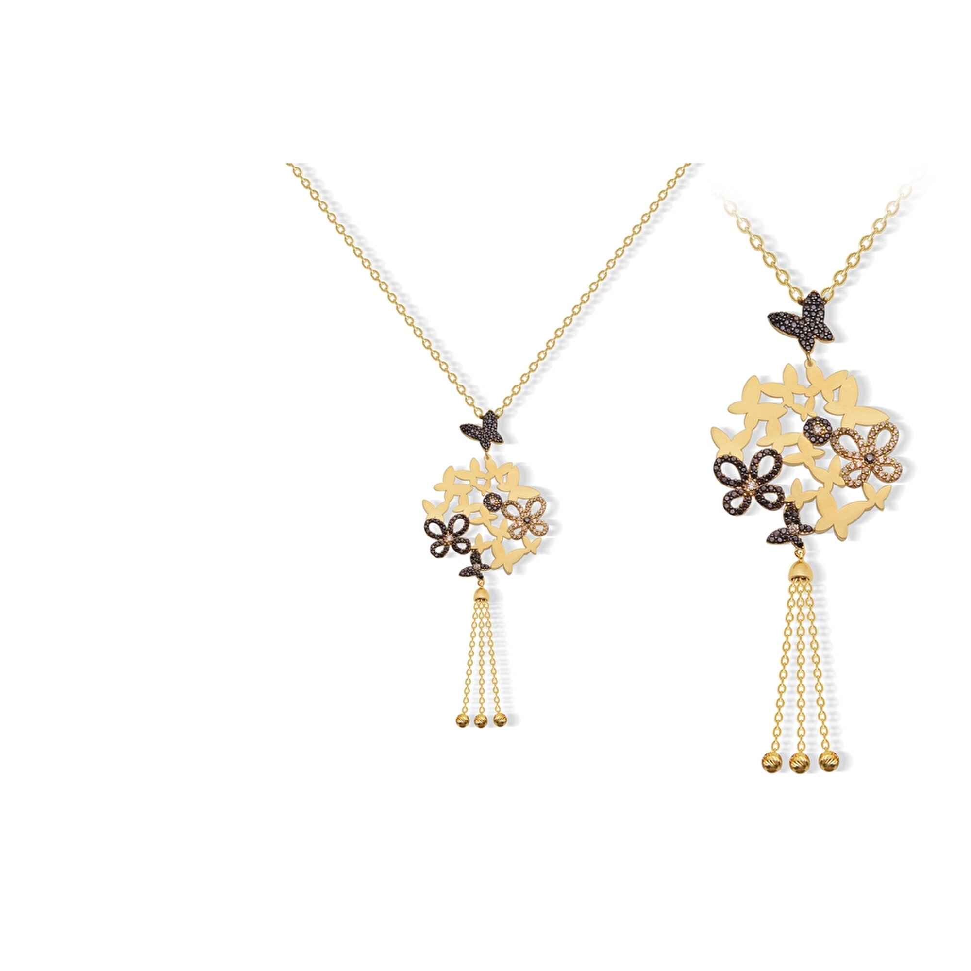 22 Ayar Sarı Altın Kelebek Figürlü Kolye