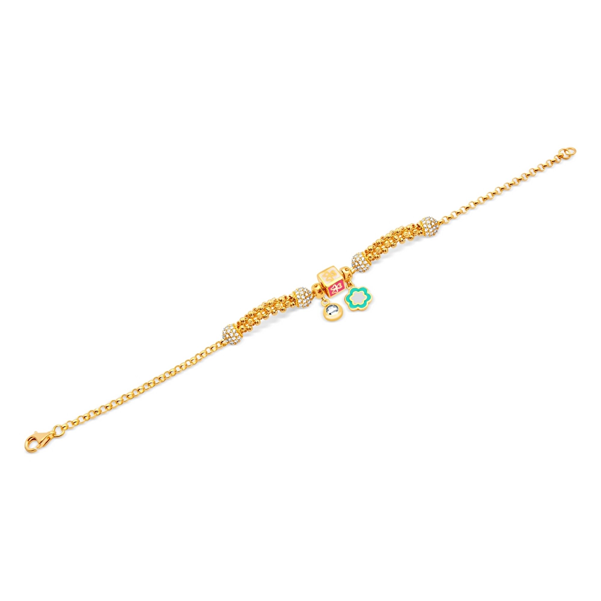 22 Ayar Sarı Altın Charm Bileklik