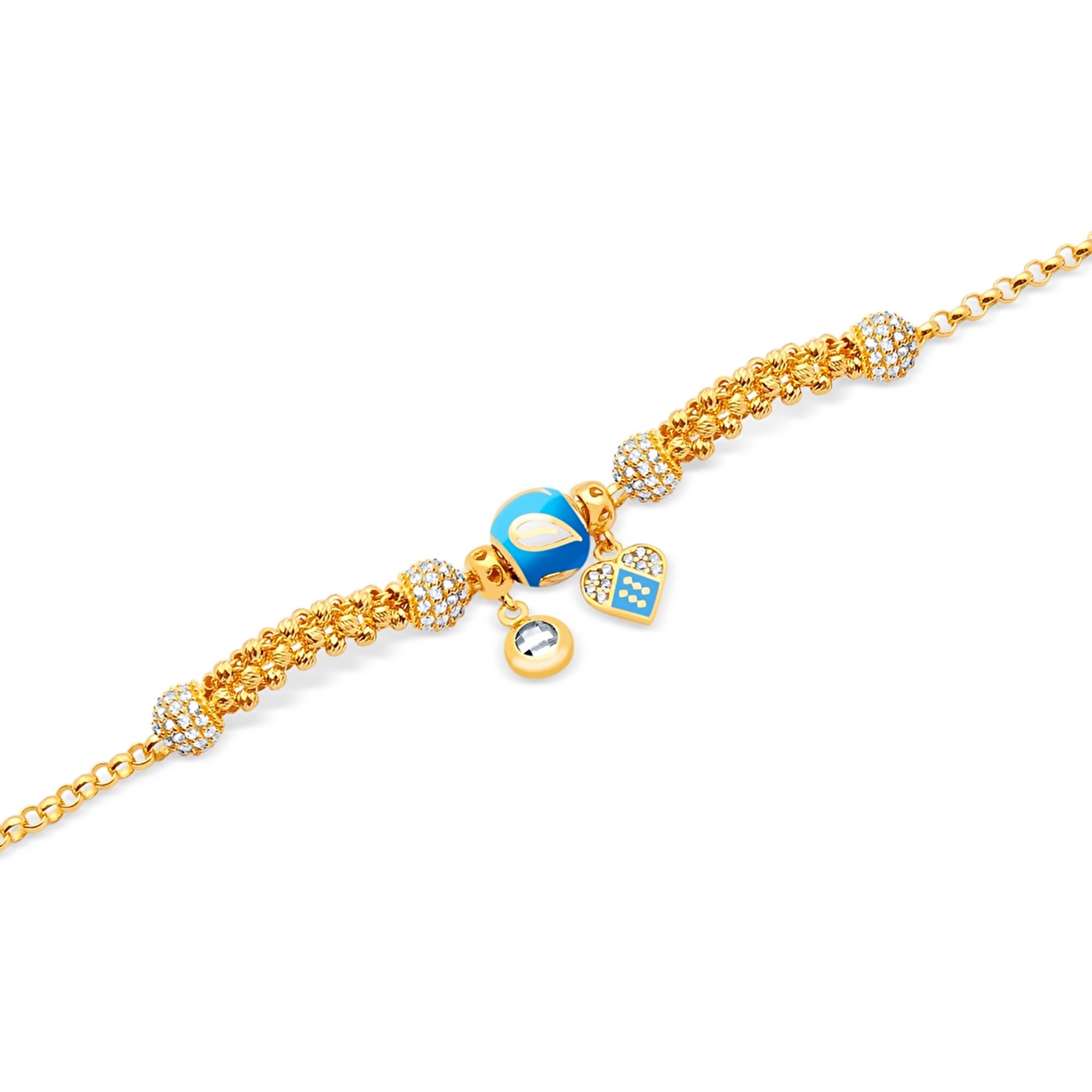 22 Ayar Sarı Altın Charm Bileklik