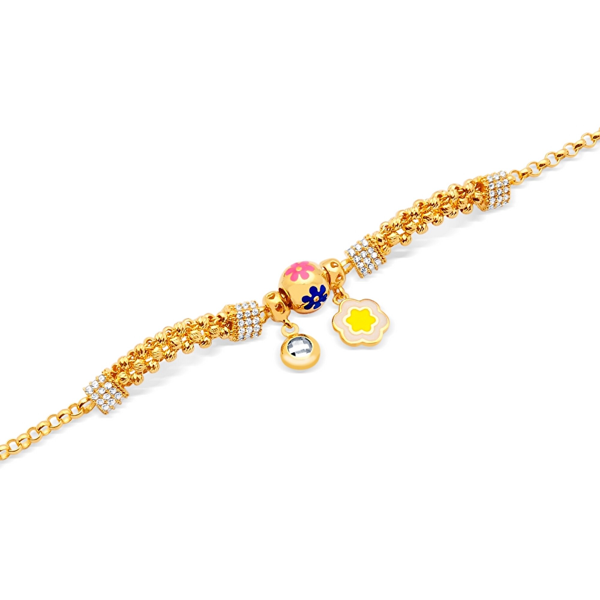 22 Ayar Sarı Altın Charm Bileklik