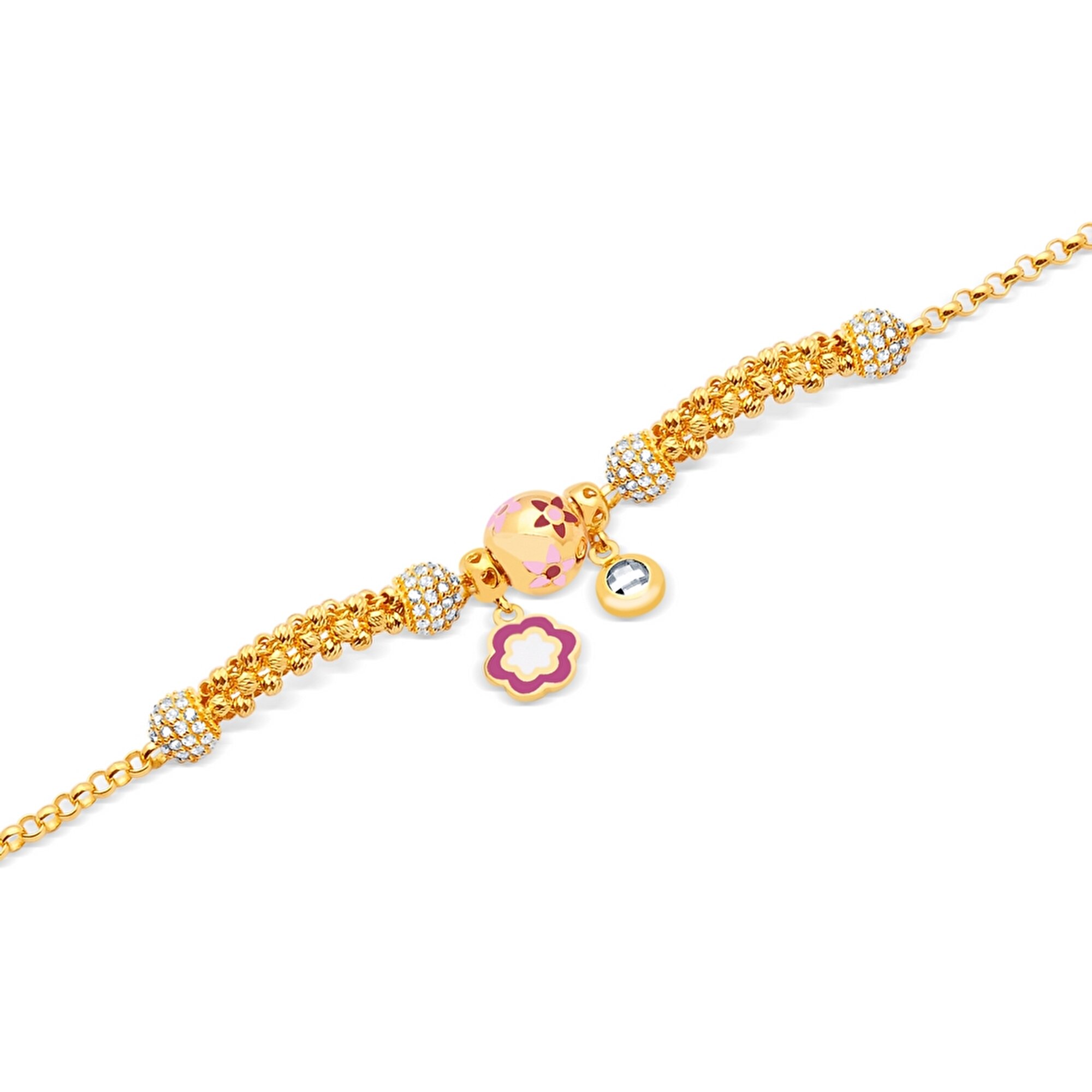 22 Ayar Sarı Altın Charm Bileklik