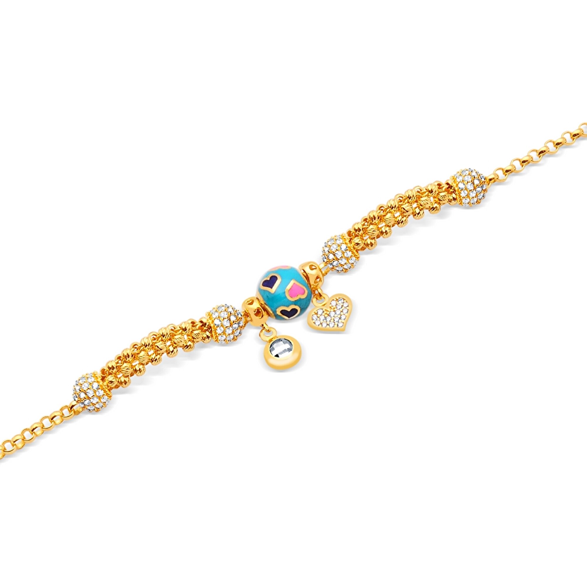 22 Ayar Sarı Altın Charm Bileklik