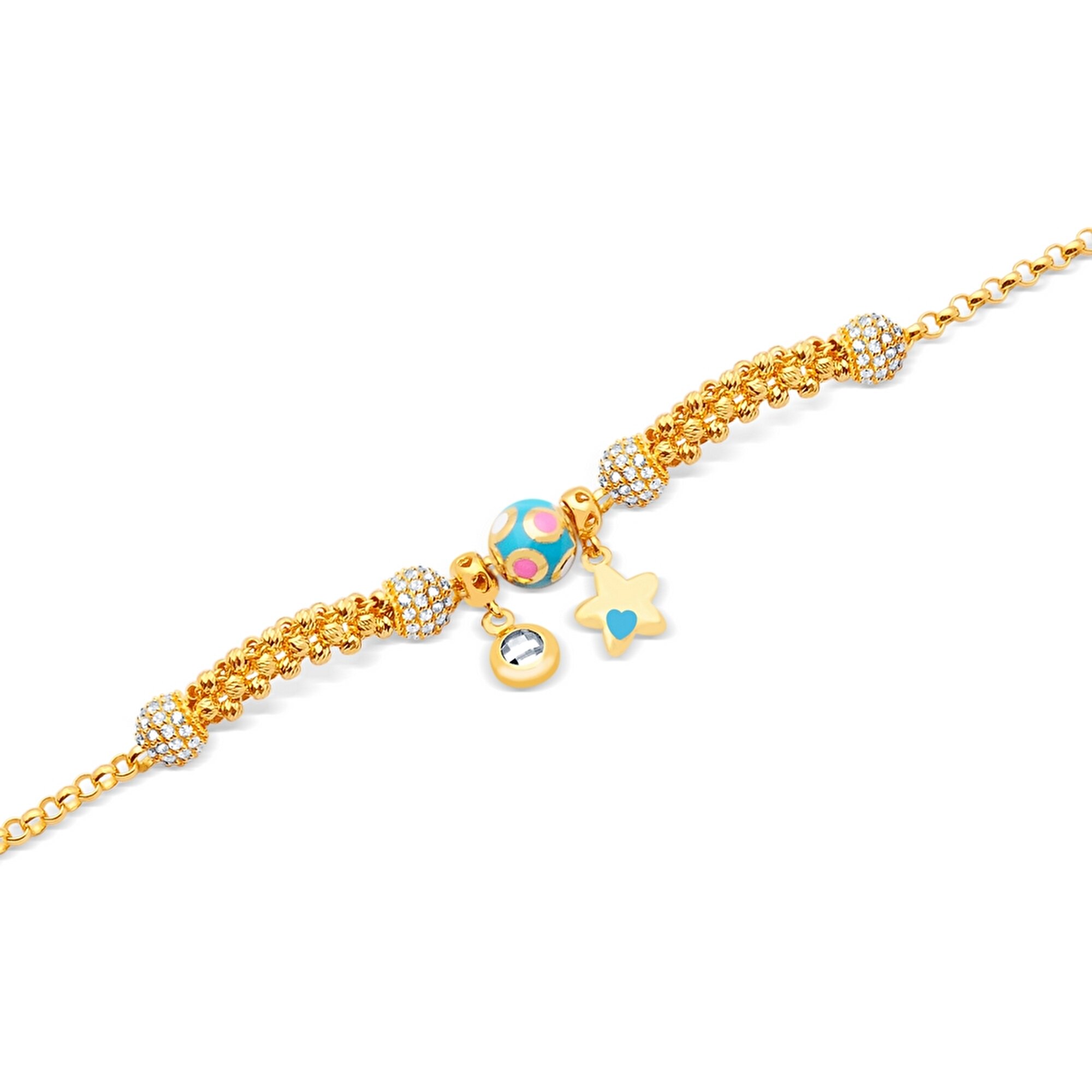 22 Ayar Sarı Altın Charm Bileklik