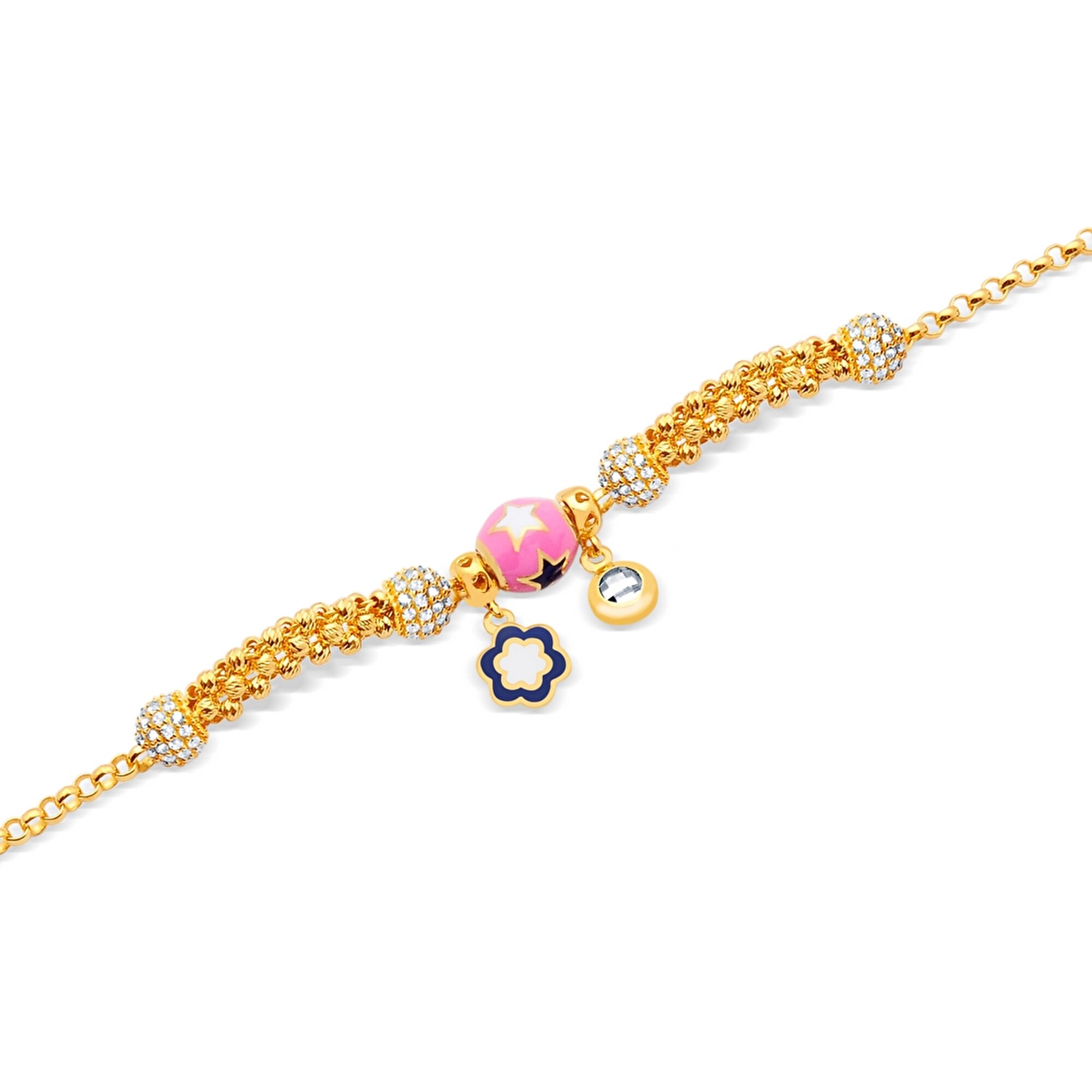 22 Ayar Sarı Altın Charm Bileklik