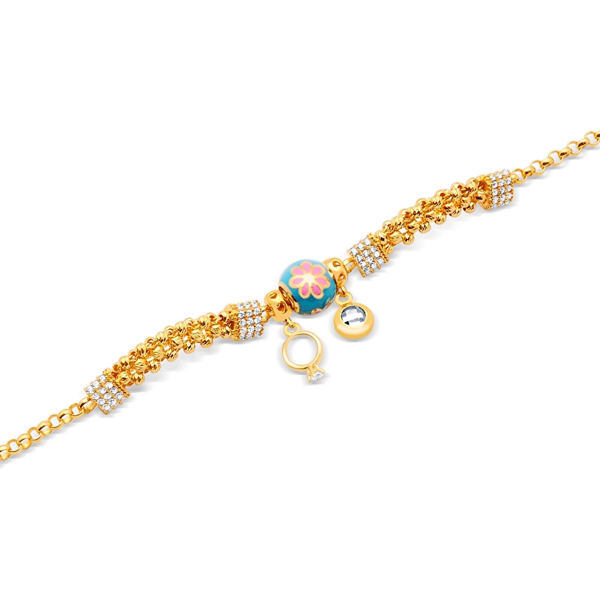 22 Ayar Sarı Altın Charm Bileklik